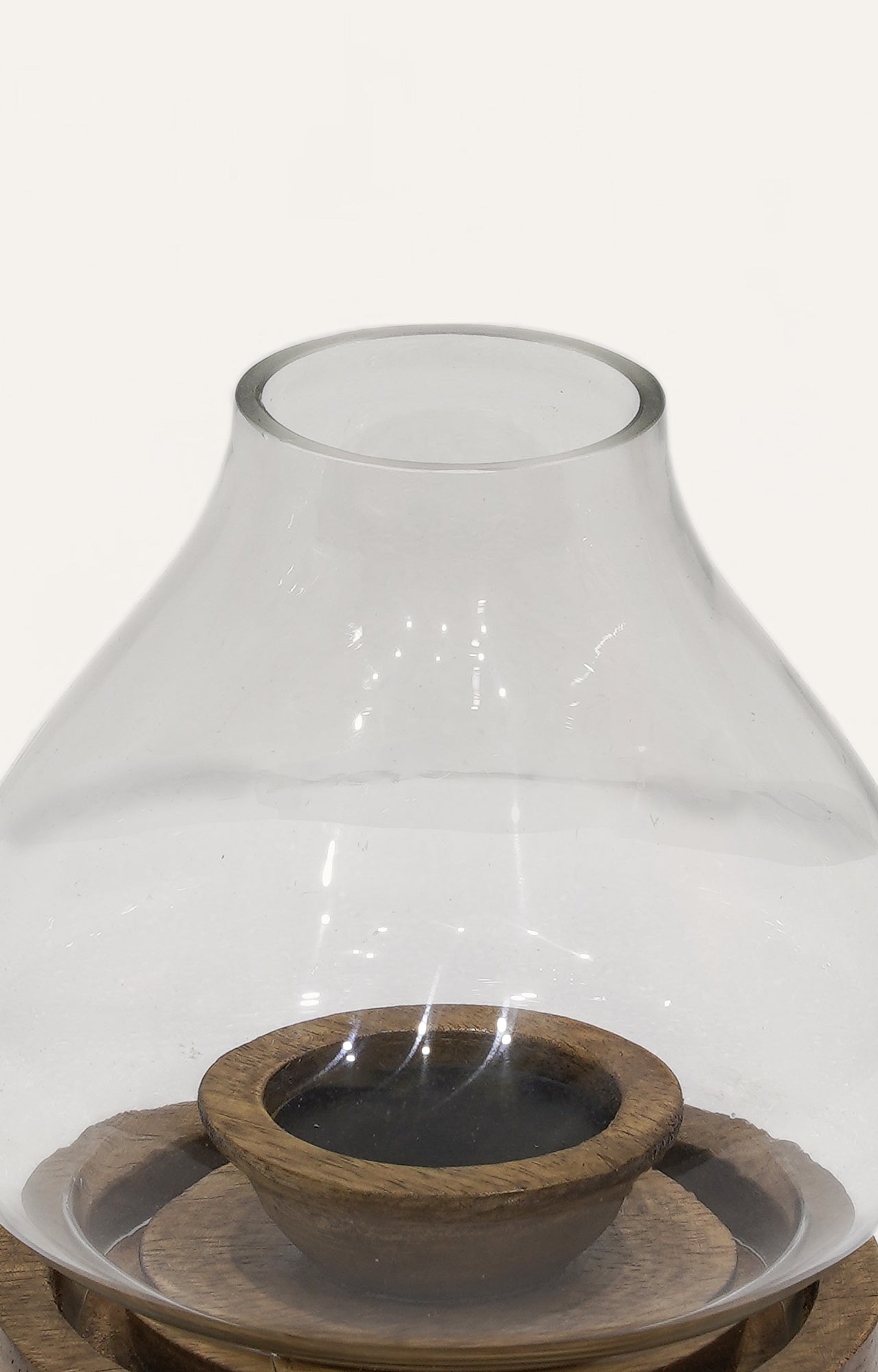 Hurricane Lantern with Black Wooden Base