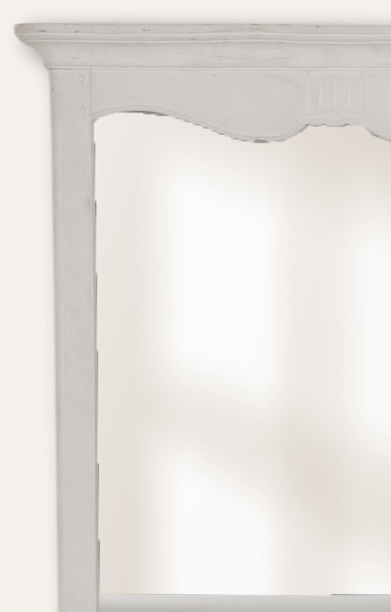 White Wood Frame Wall Mirror with Antique Finish