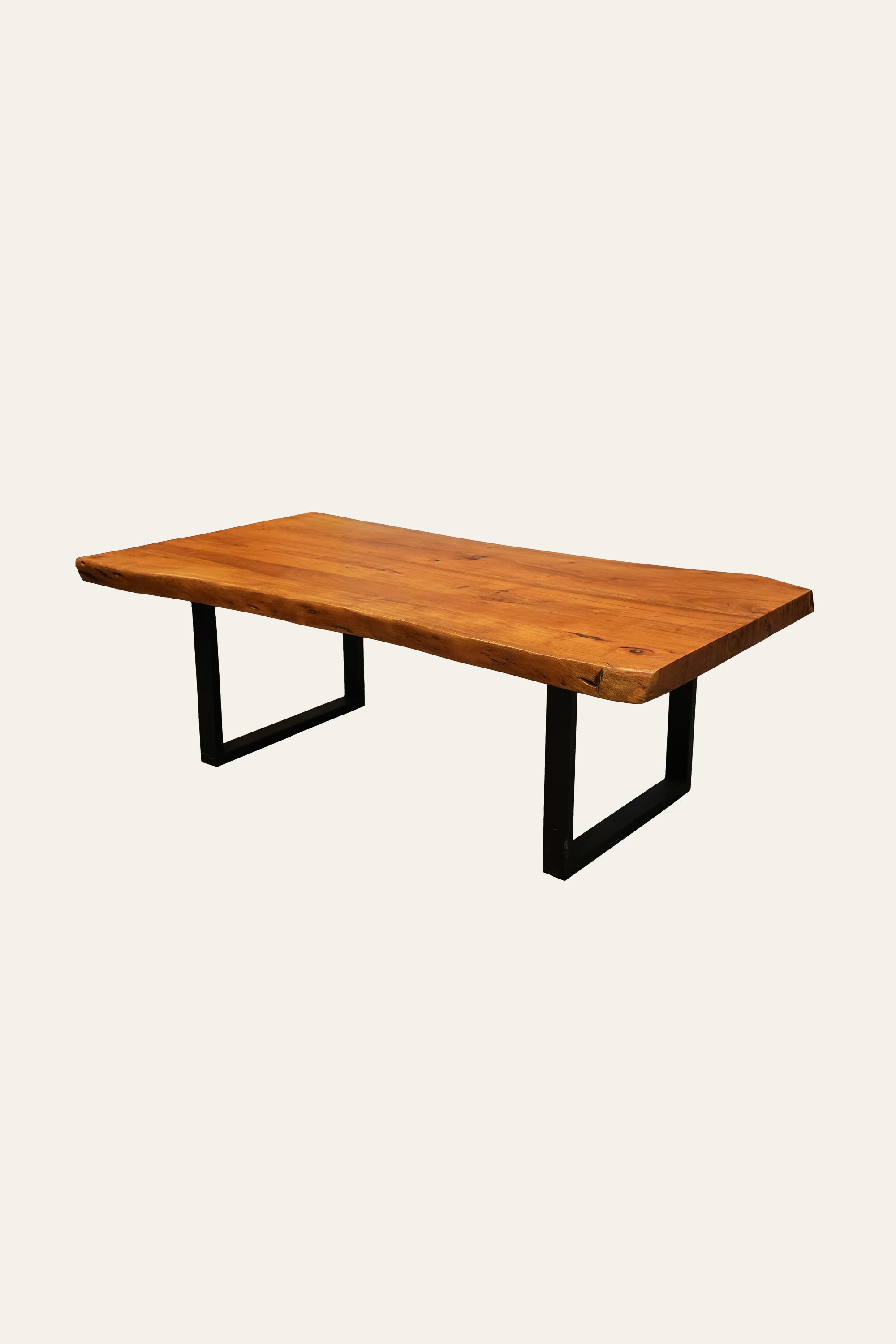 Live Edge Solid Wood Coffee Table with U-shaped Metal Legs