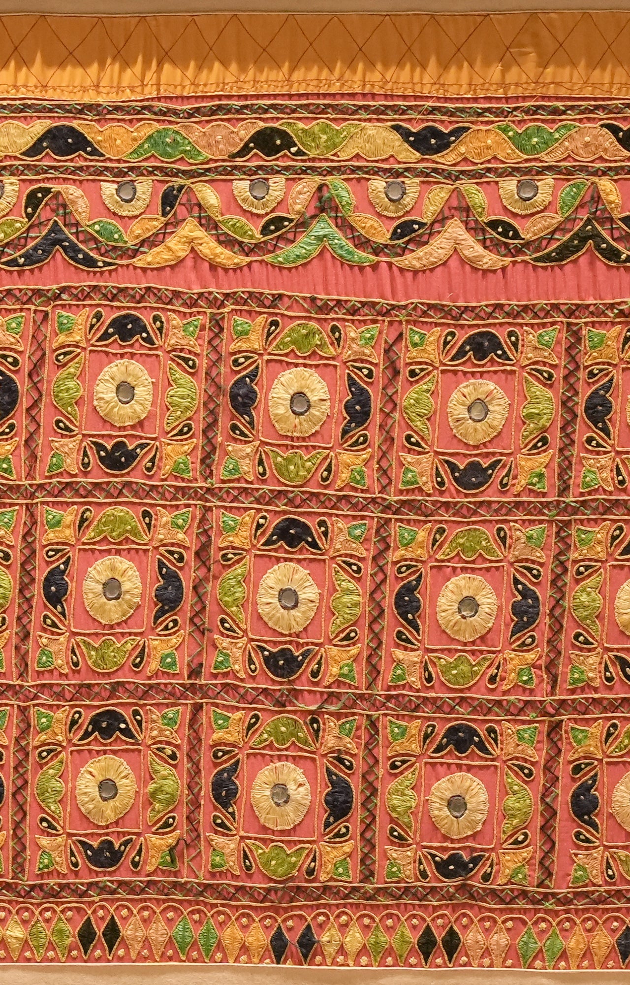 Framed Vintage Embroidered Textile Panel