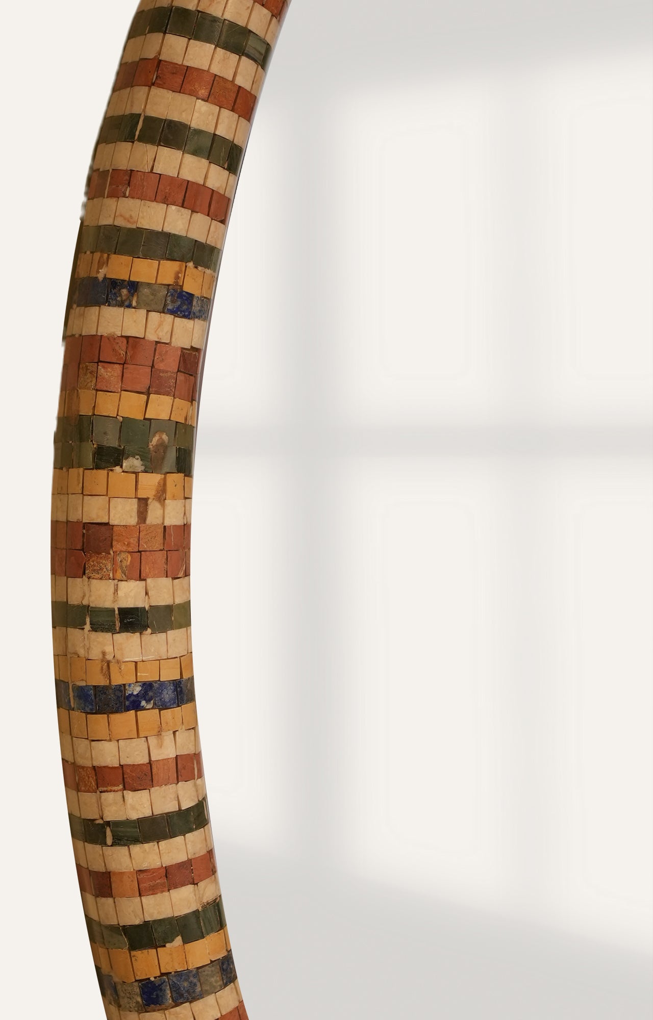 Handcrafted Round Mosaic Wall Mirror with Multicolor Striped Frame