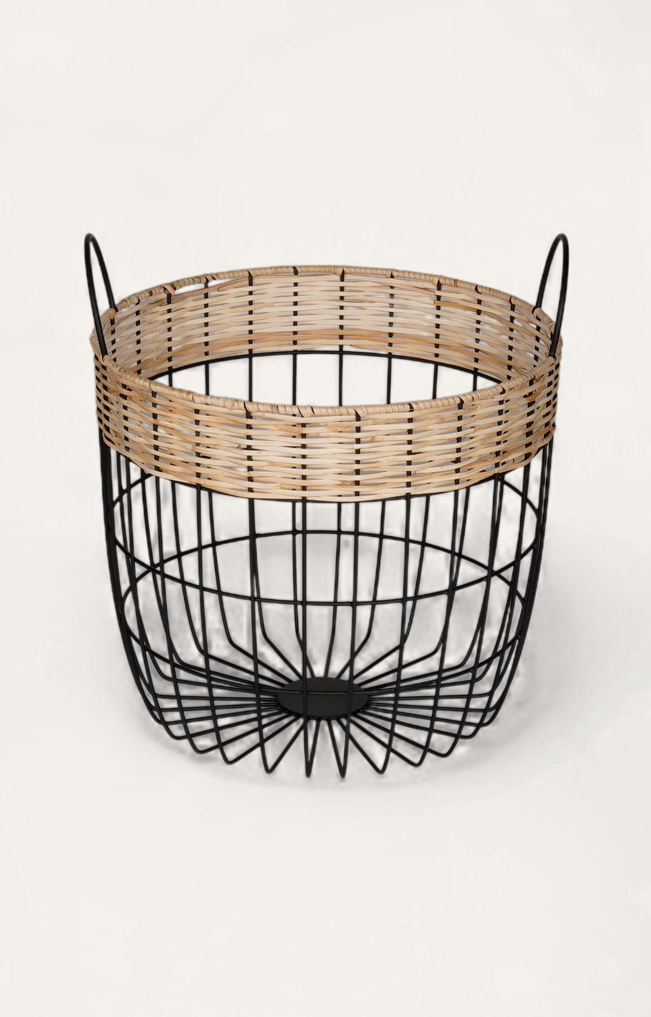 Medium Cane & Iron Storage Basket