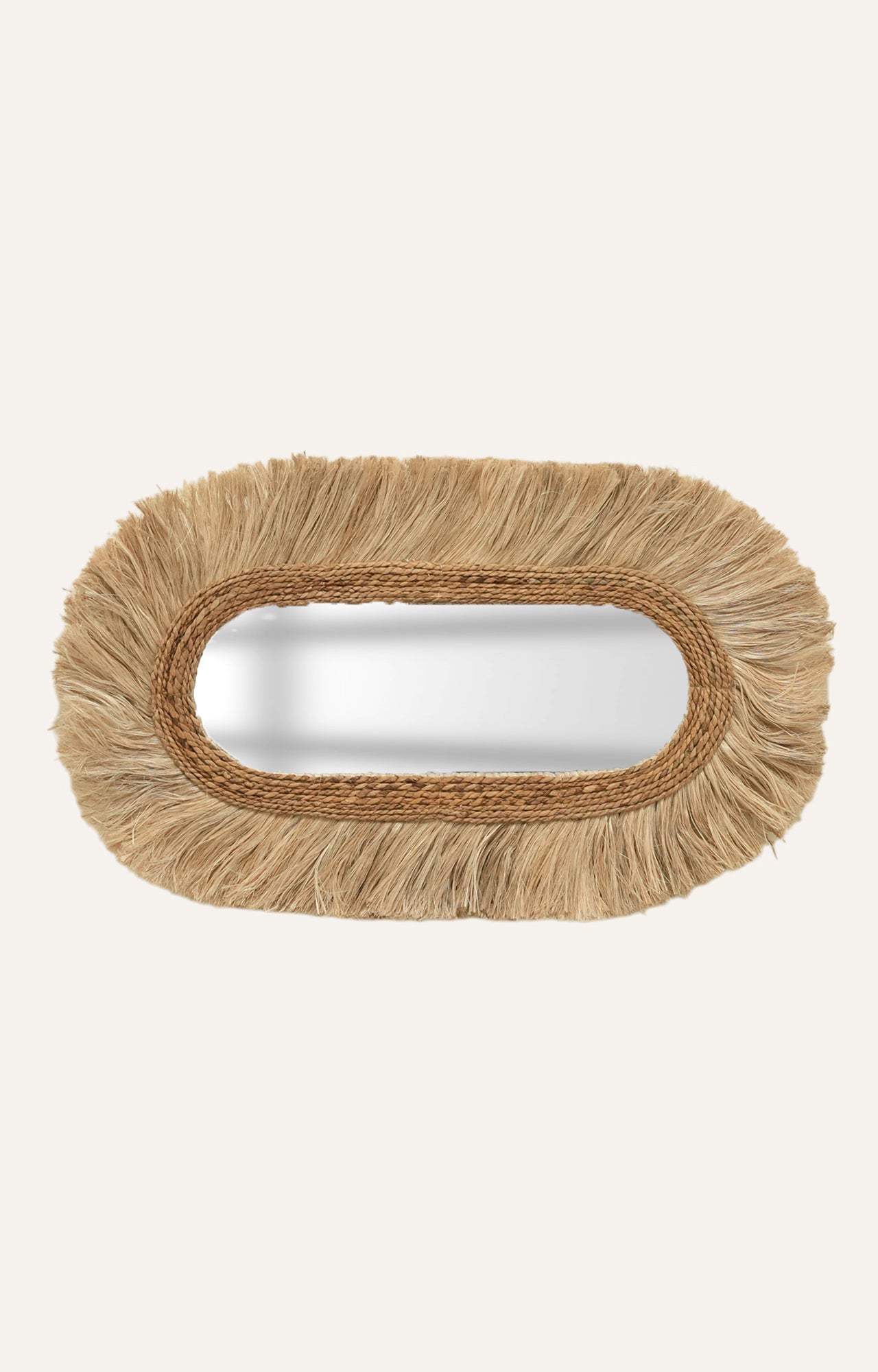 Oval Sea Grass Wall Mirror with Handwoven Frame