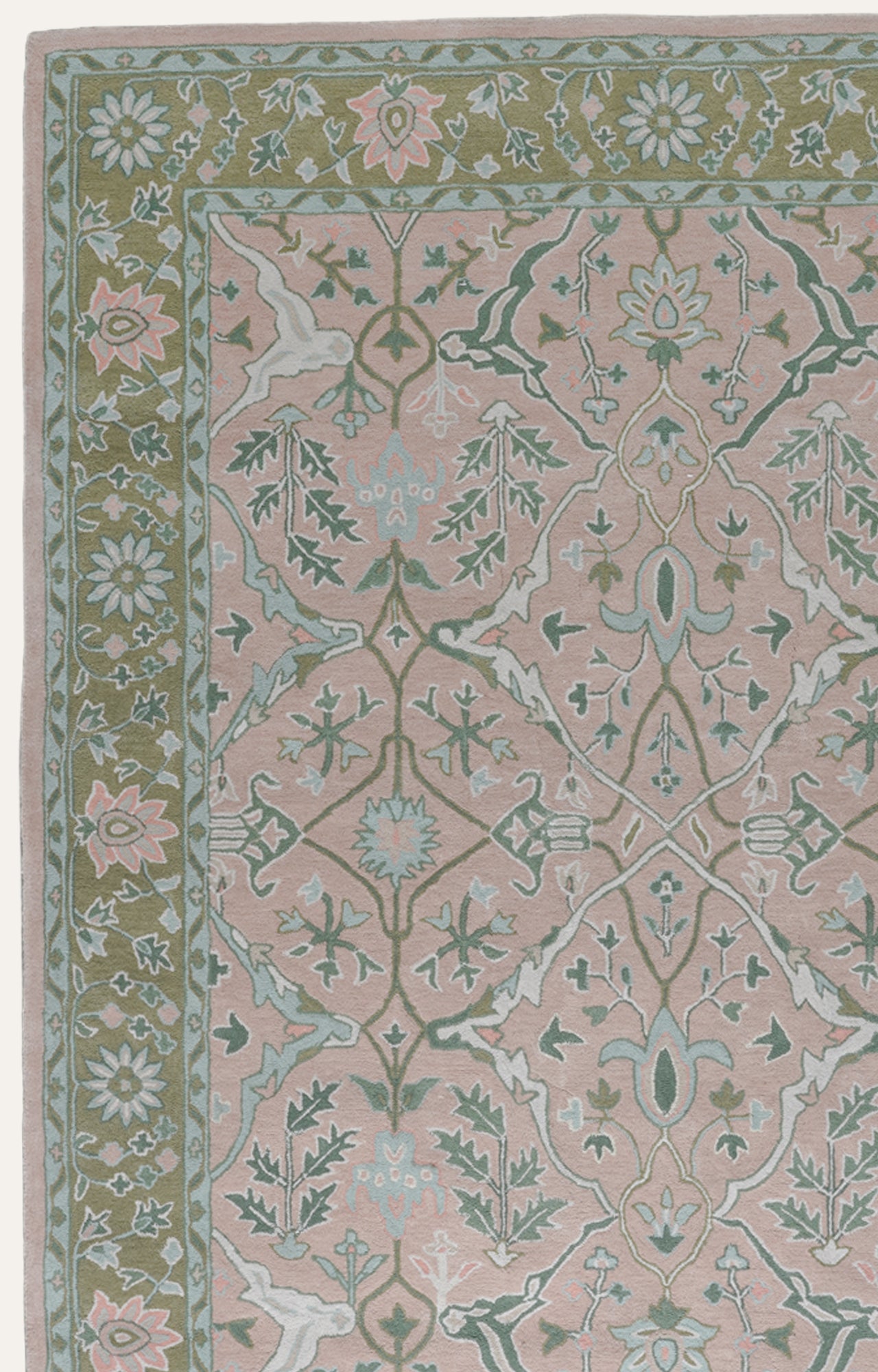 8 x 10 Ft Hand Tufted Peach Pink and Ivory Modern Colorful Oushak Carpet