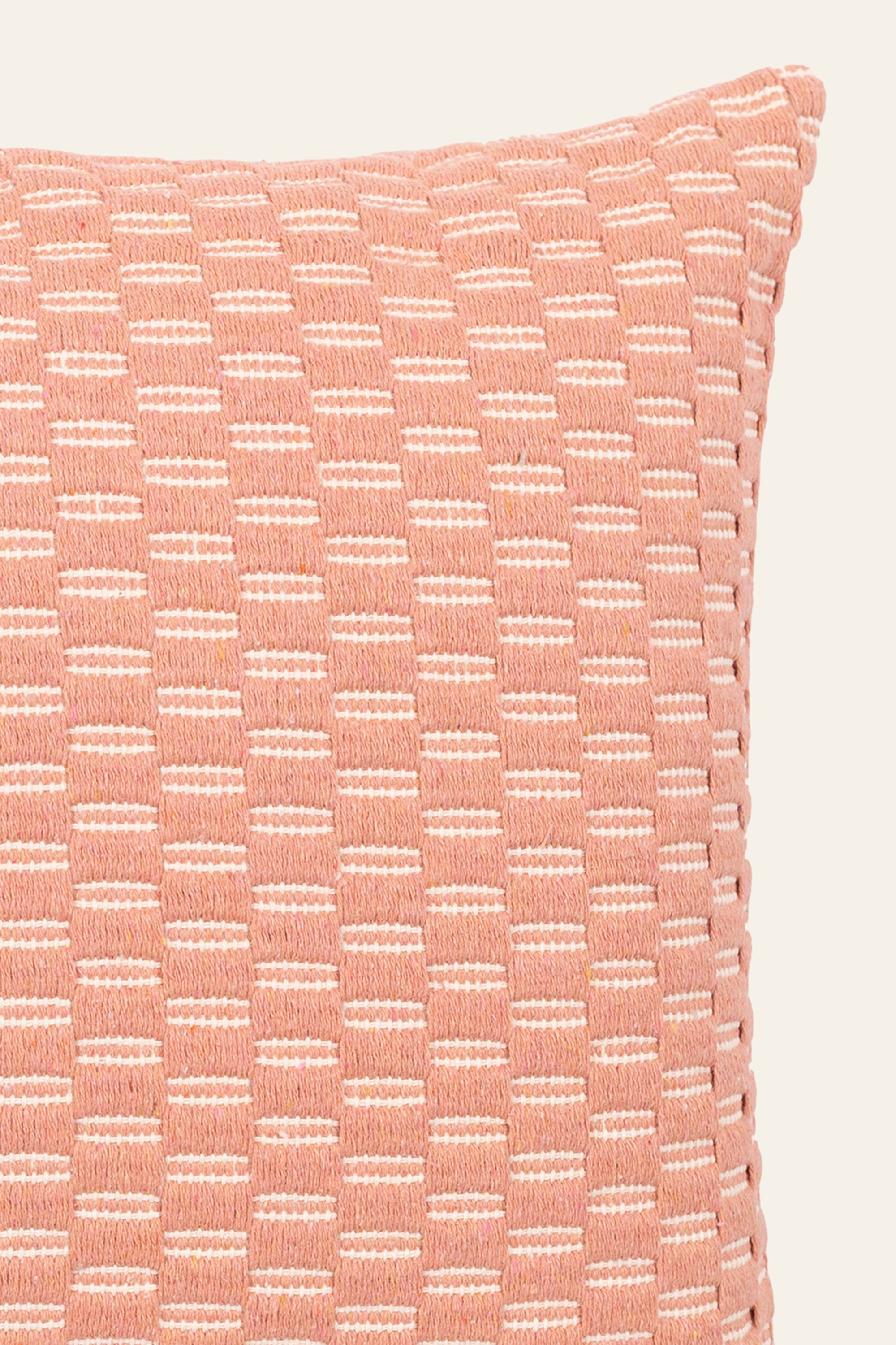 Pink and White Woven Jacquard Cushion