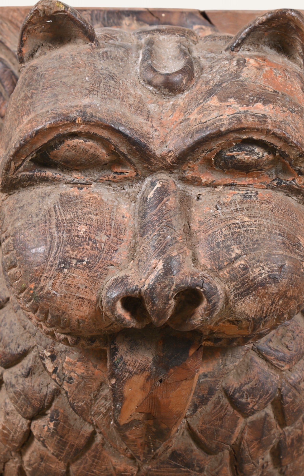 Hand-Carved Wooden Tiger Wall Mask