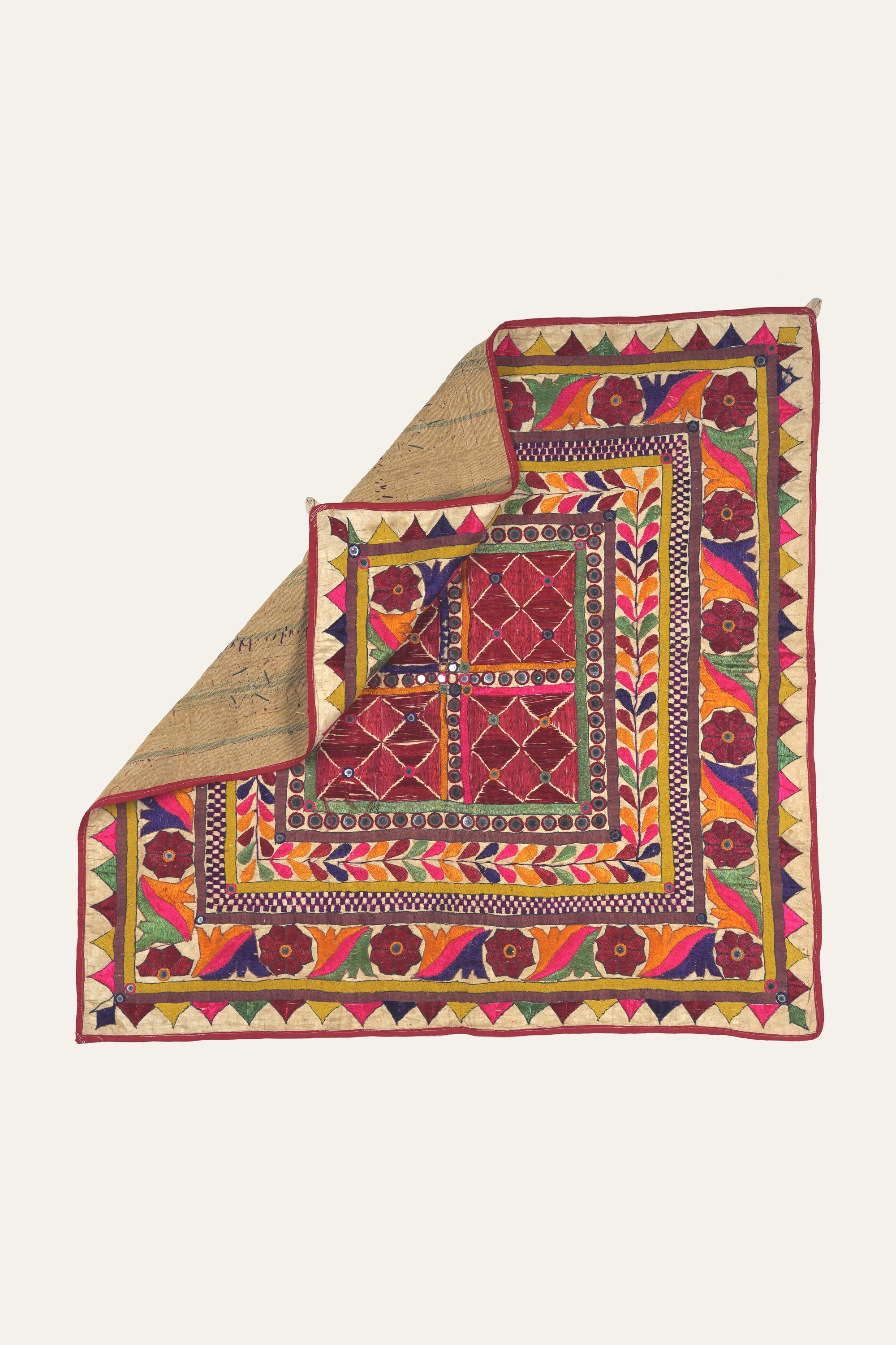 Concentric Geometric Indian Embroidery Wall Tapestry
