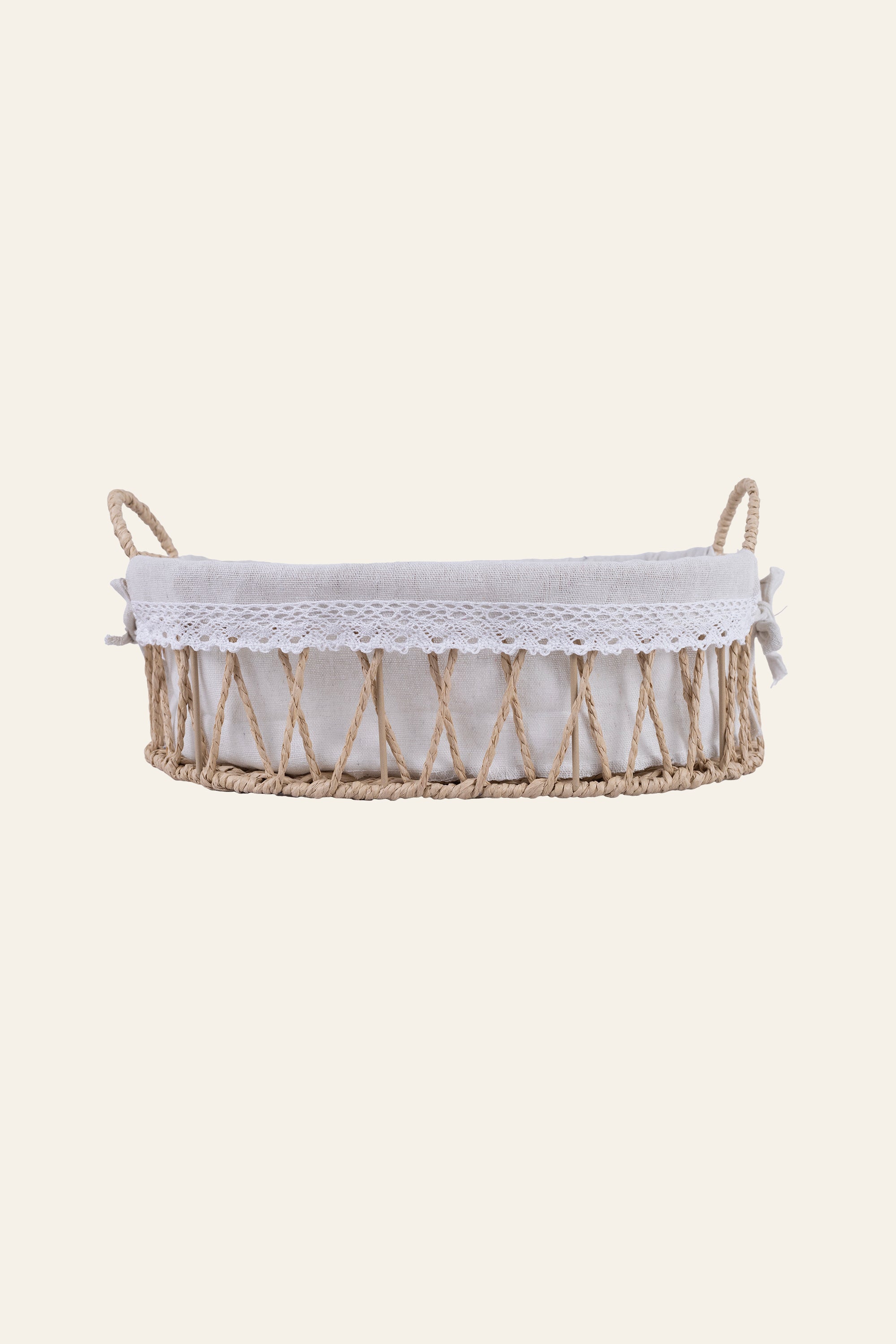 Oval Woven Storage Basket with Fabric Liner – Big