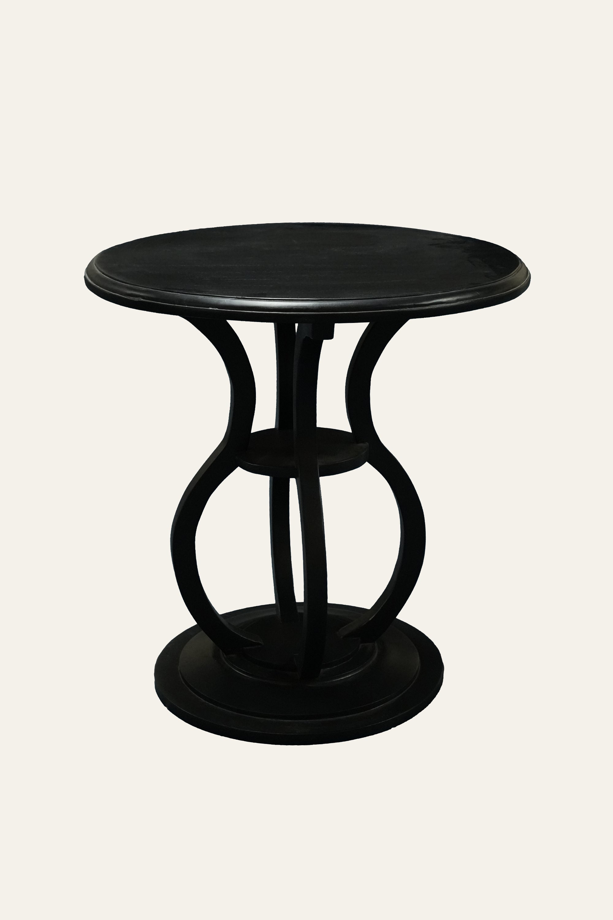 Black Sculptural Round Side Table for Living Room
