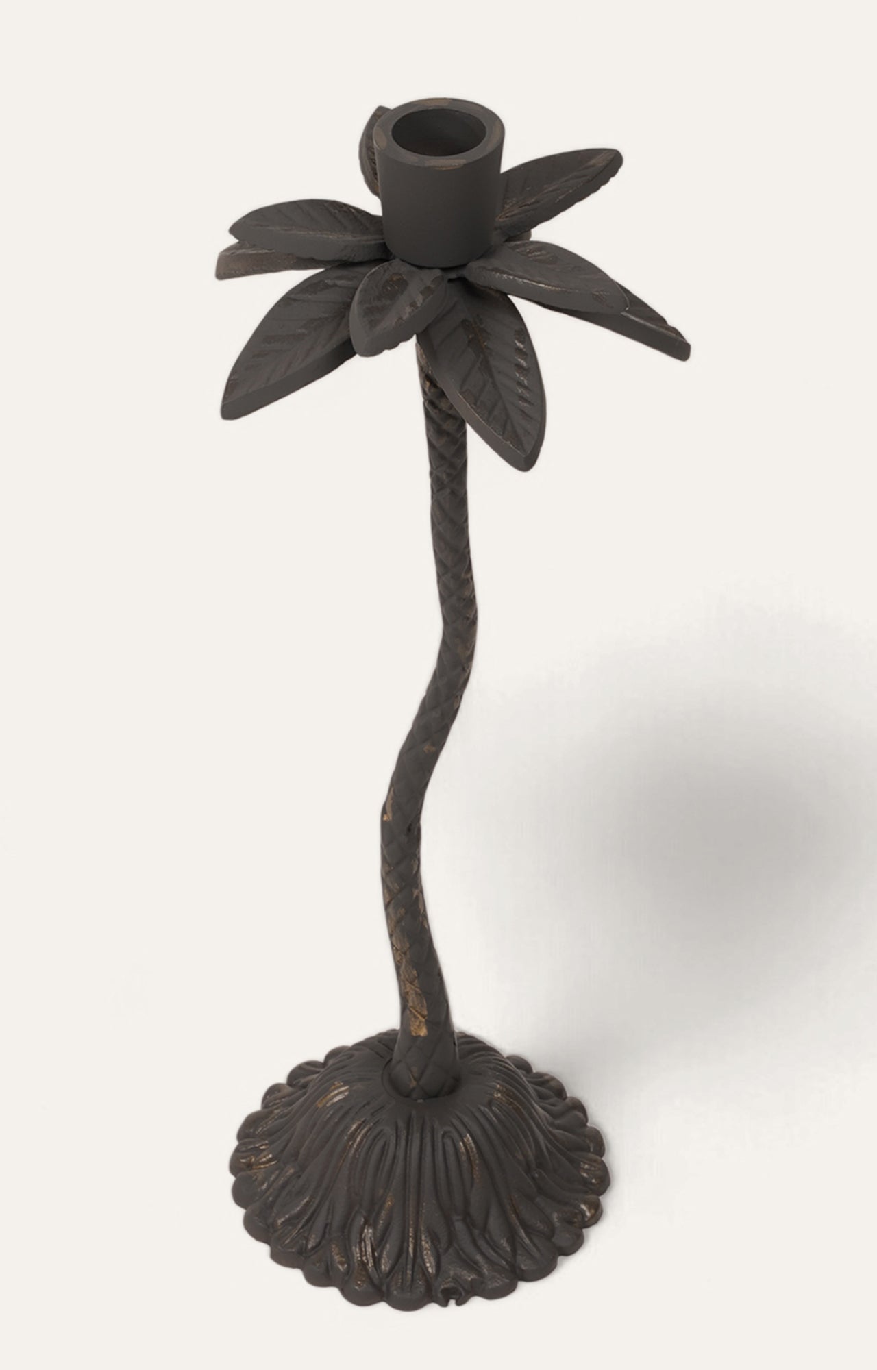 Brass Palm Tree Bronze Candle Stand - Long