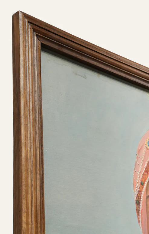 Rajput Maharaja in Jeweled Pink Turban Portrait