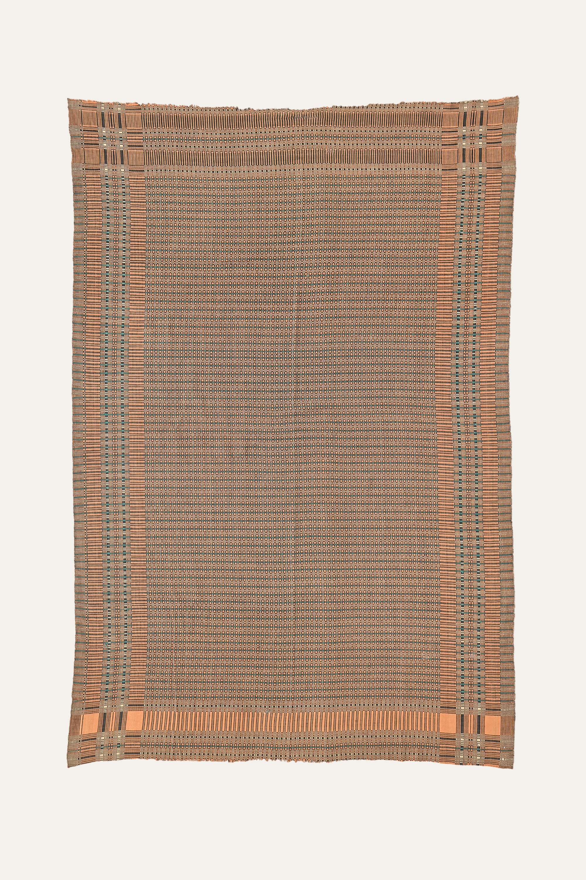 Rust Grid Reversible Punjabi Khes Antique Indian Wall Tapestry