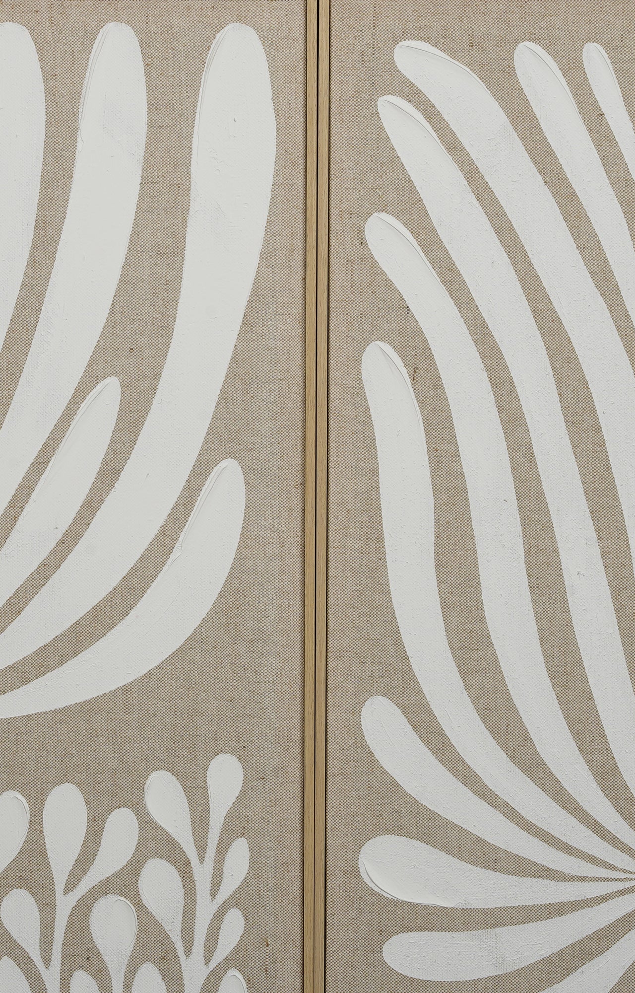 White and Brown Hand-painted Canvas Art Set of 2