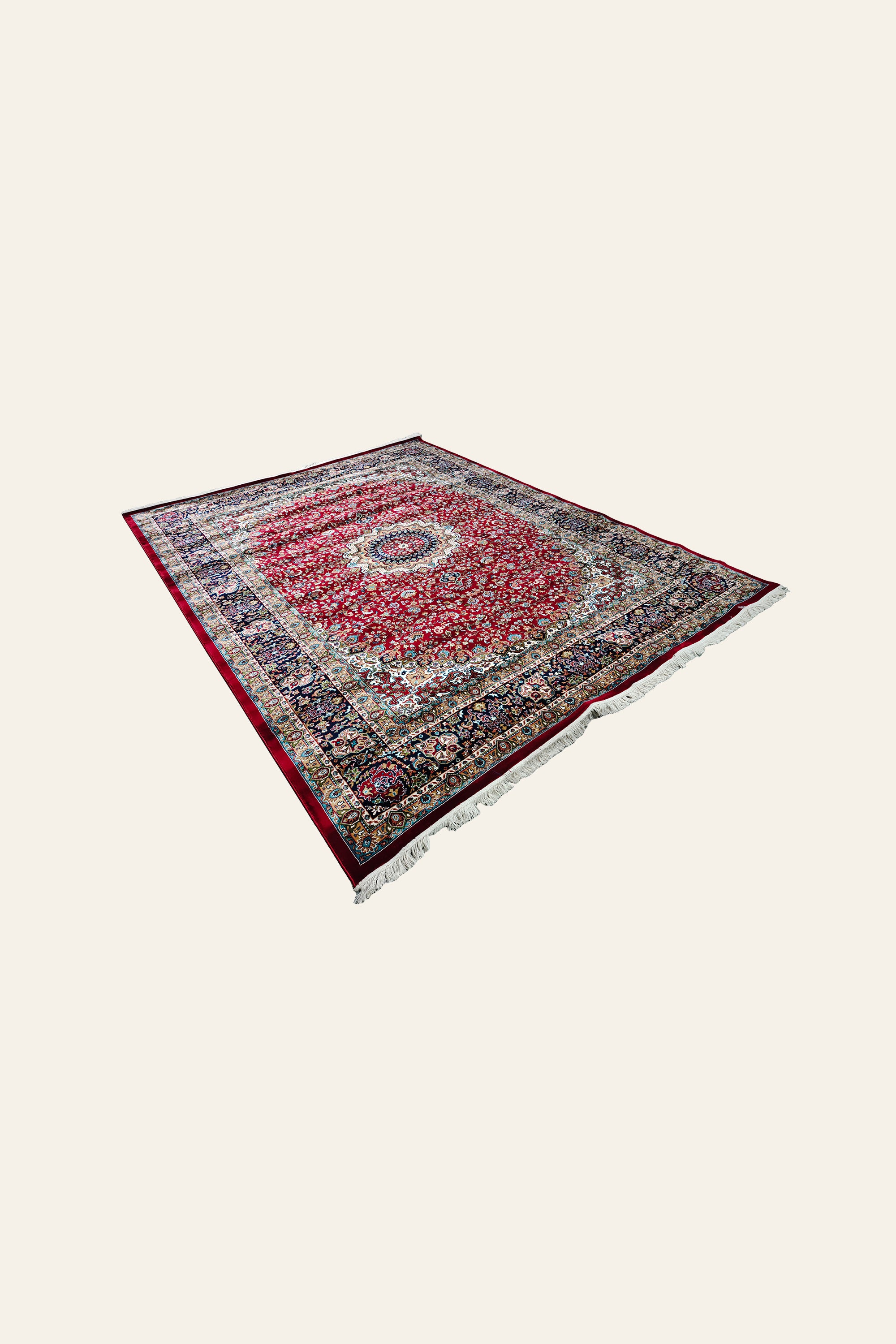 9 x 12 ft Crimson Oriental Medallion Tufted Carpet for Living Room