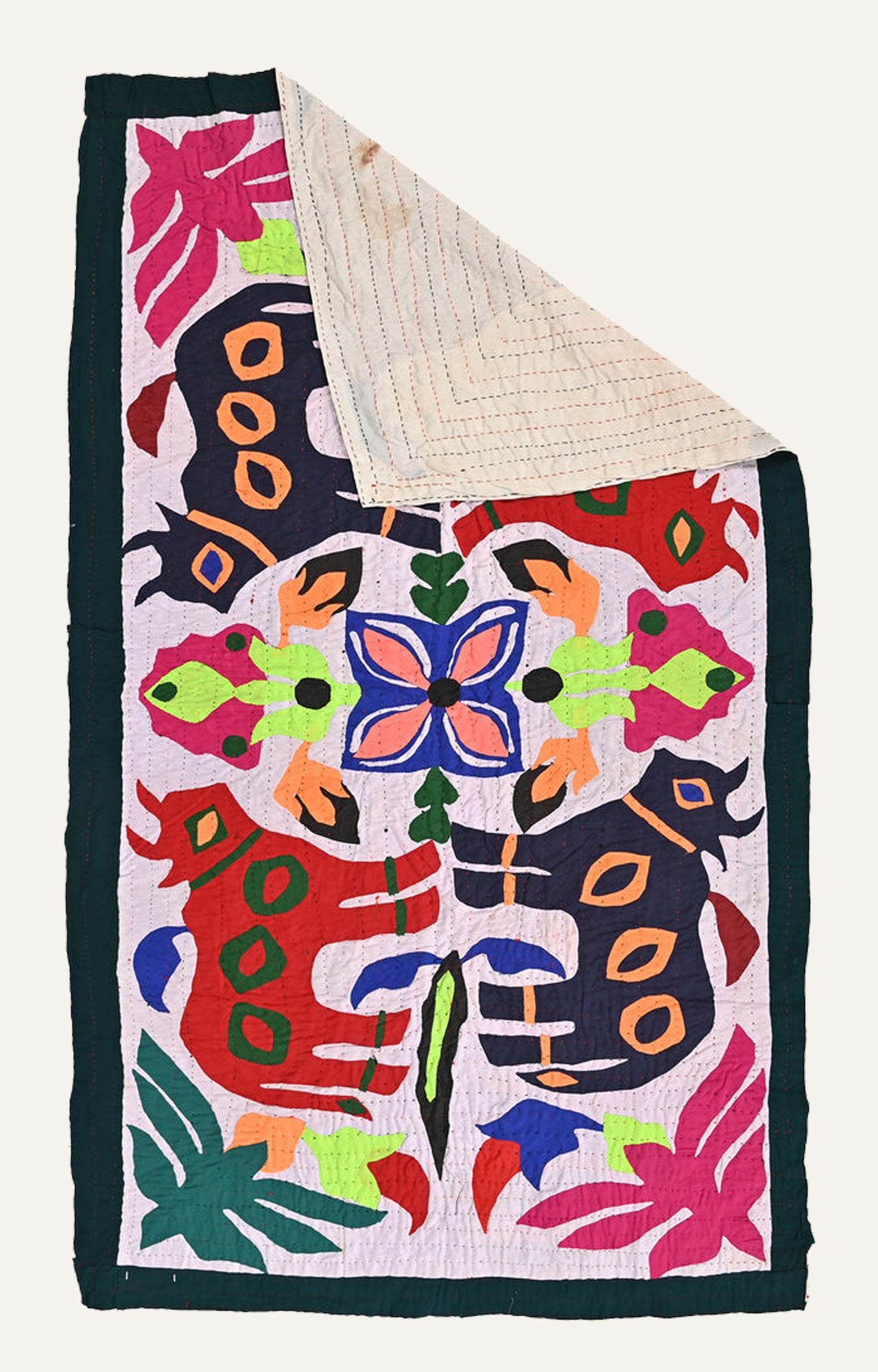 Wildlife Serenade: Cotton Textile Wall Tapestry with Animal Figures and Floral Splendor