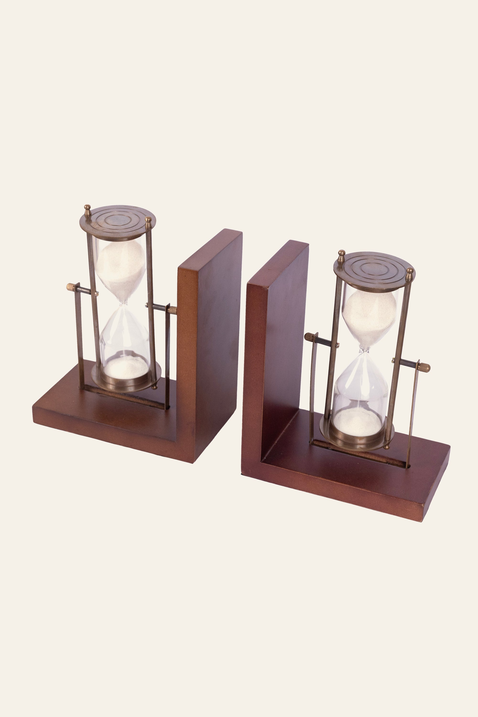 Antique Nautical Rotating Hourglass Bookends Set of 2
