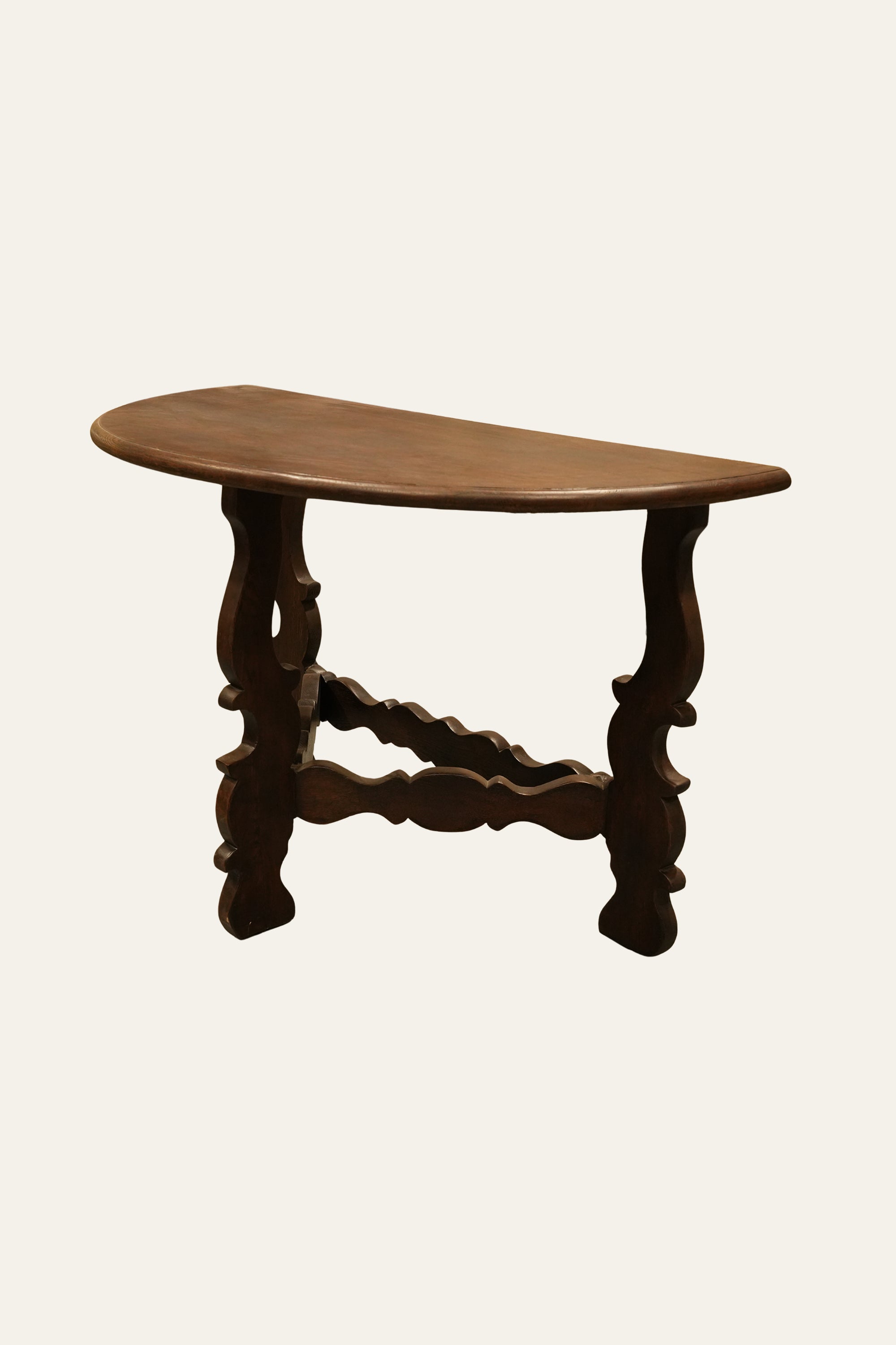 Louis IX Carved Wooden Half Round Console Table