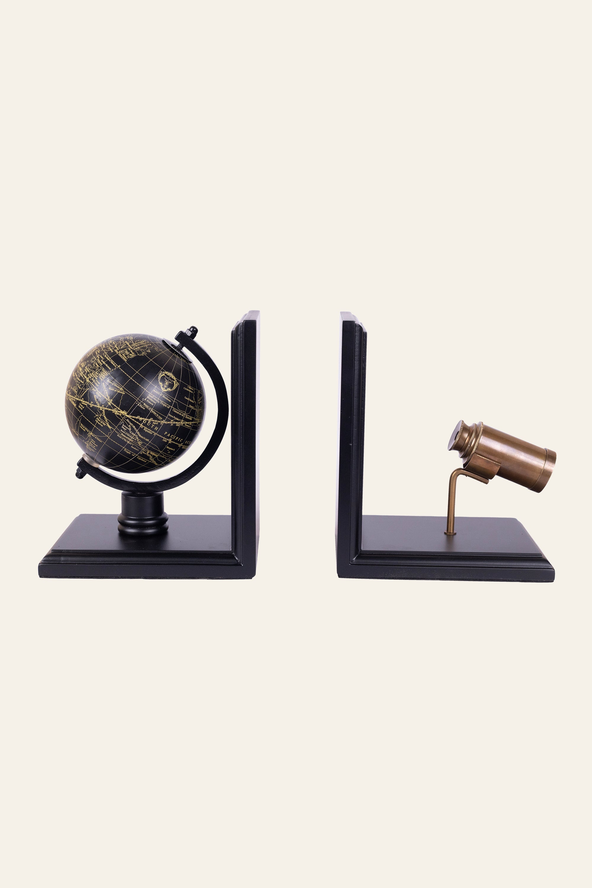 Telescope and World Globe Bookends Set of 2