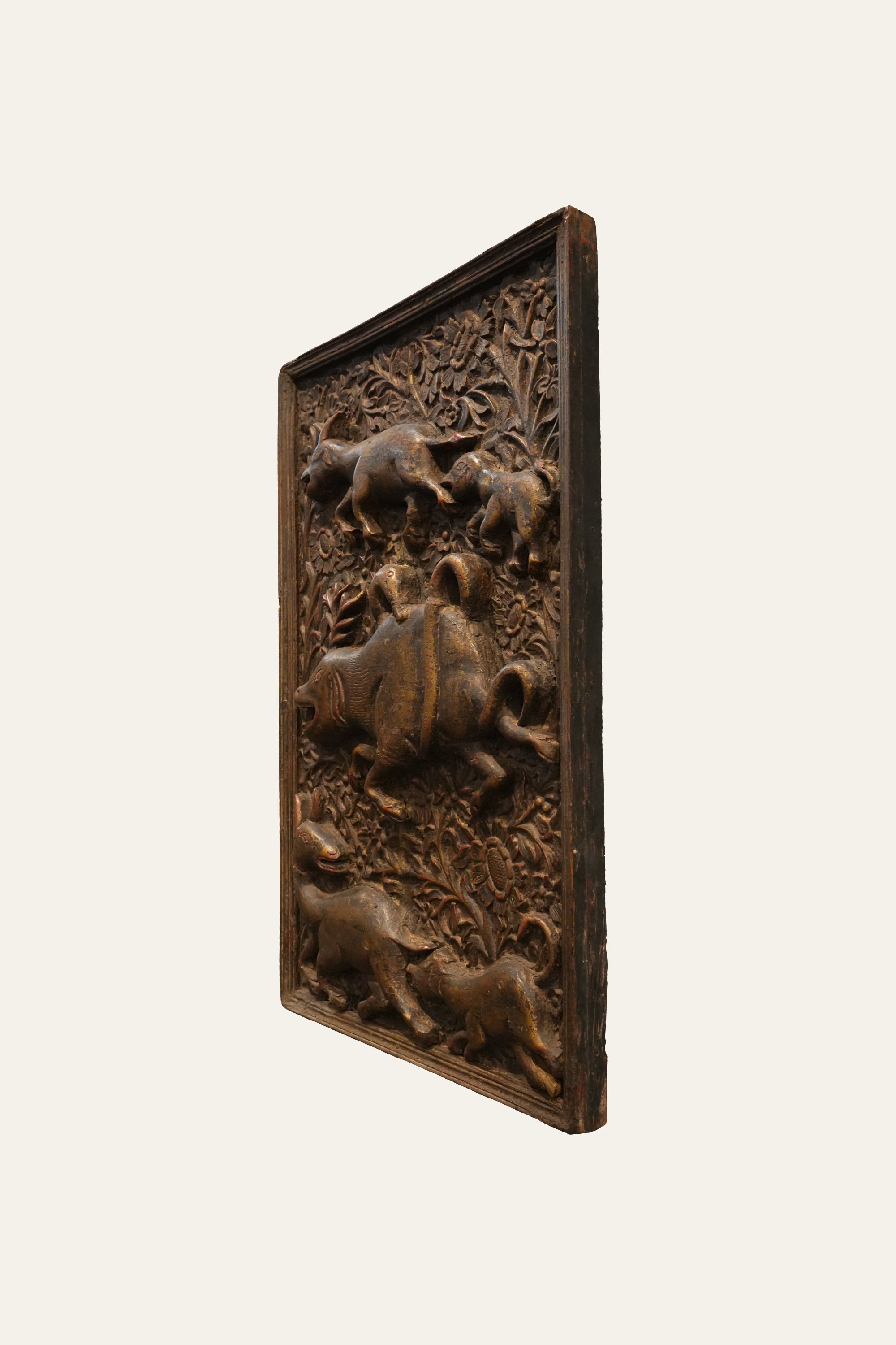 Medieval Swine & Naga Relief Wall Hanging Panel