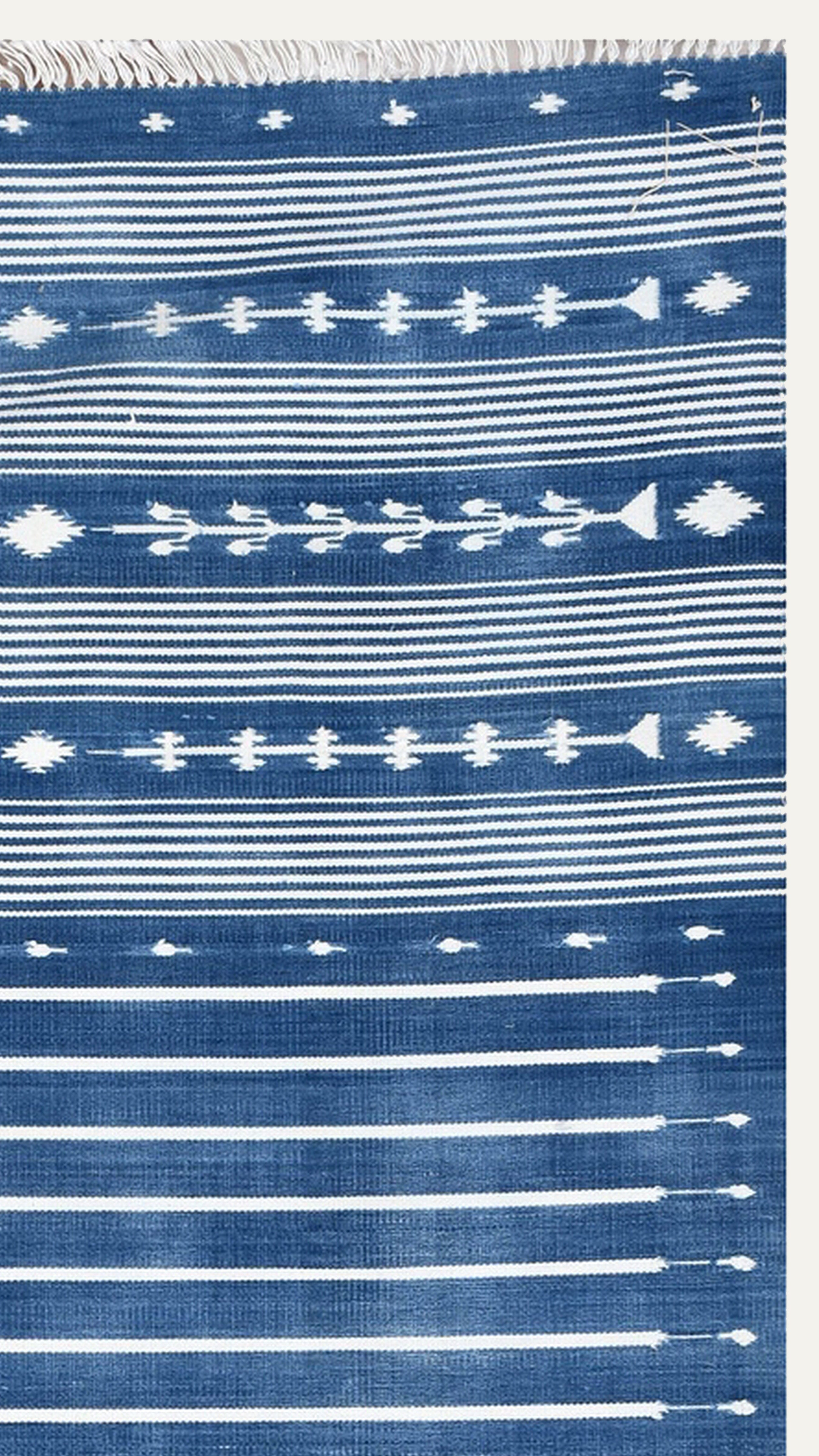 Blue Cascade Cotton Rug