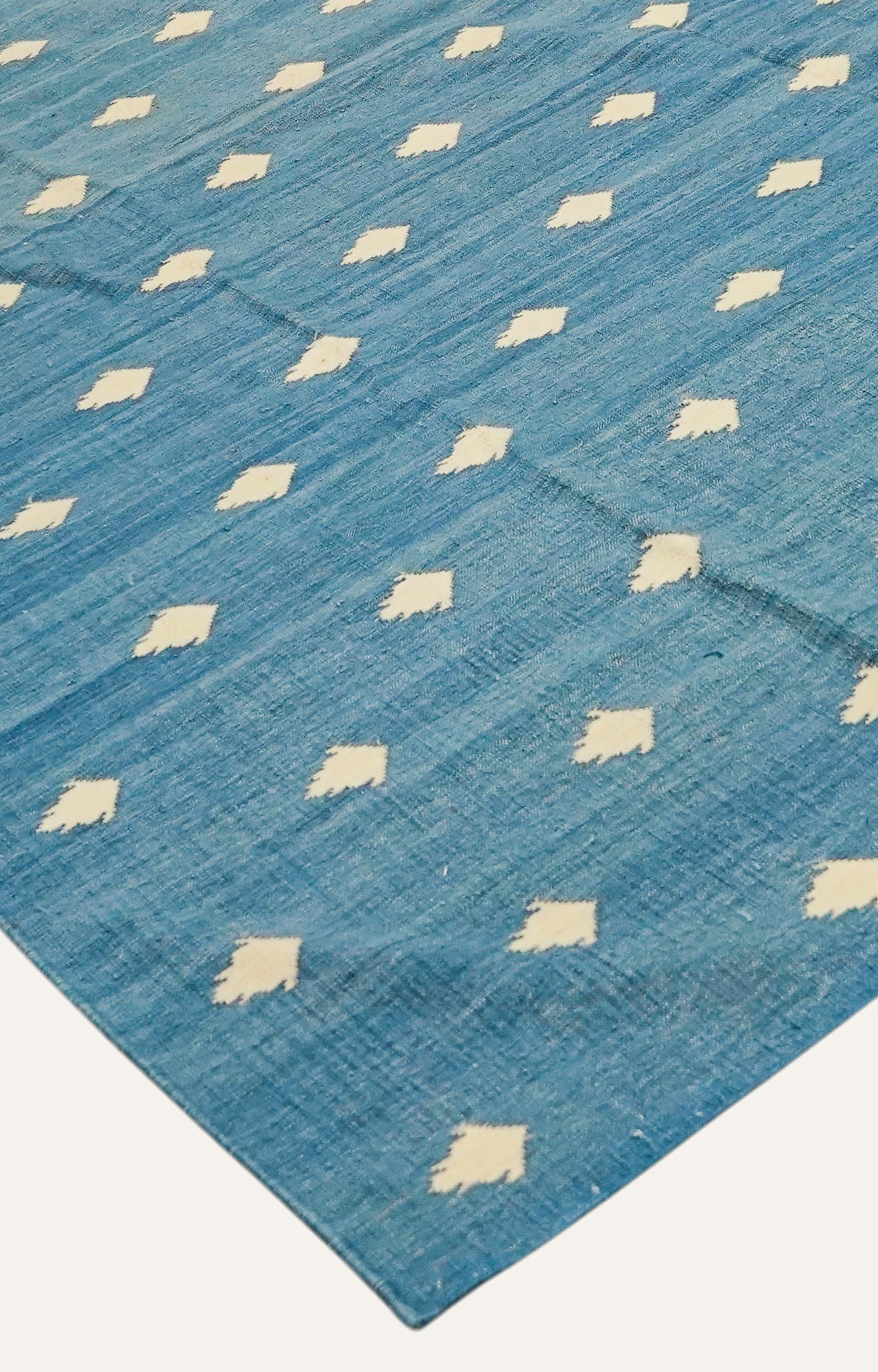 Sky Blue Diamond Dot Flatweave Rug