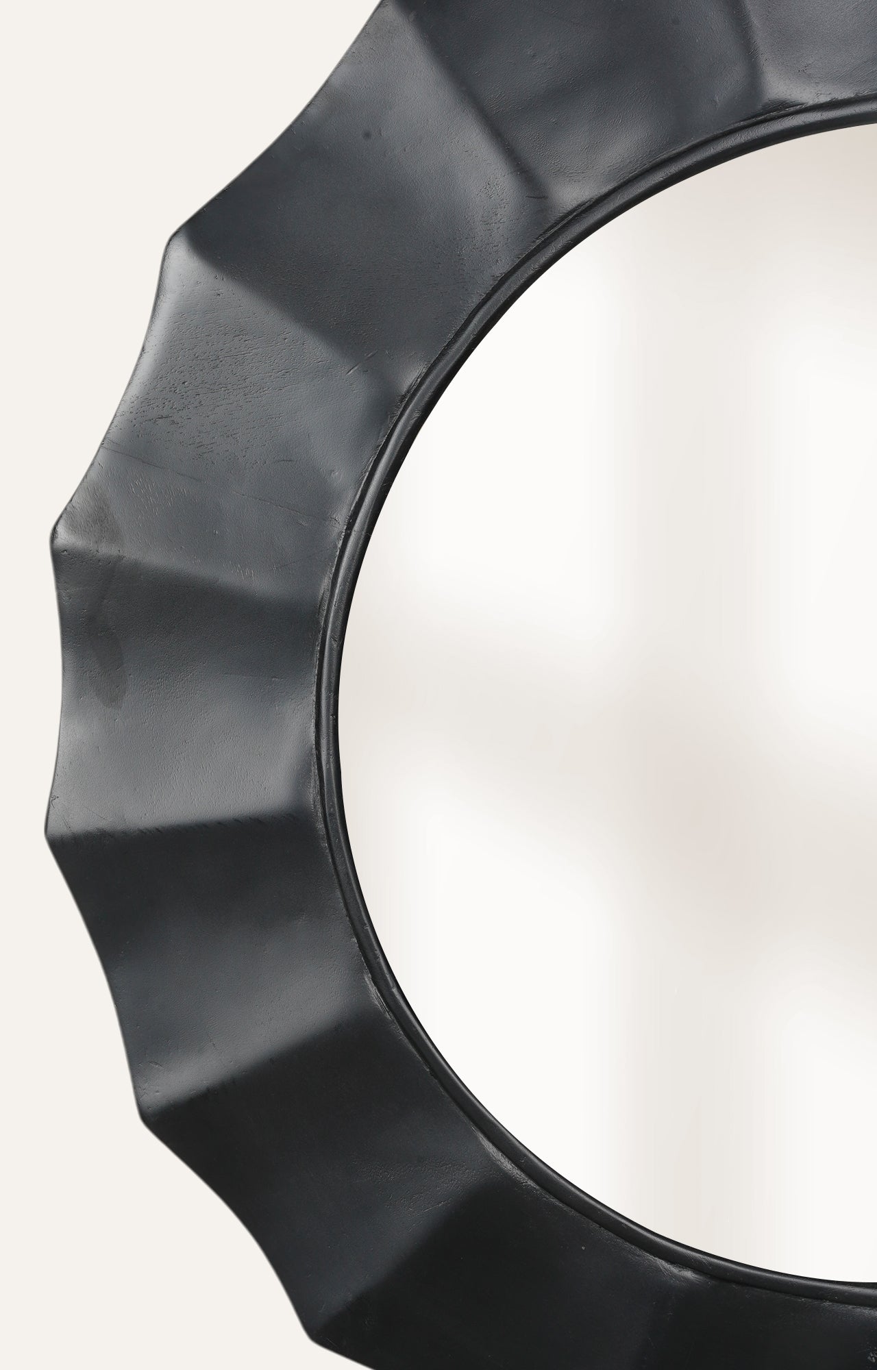 Modern Round Wall Mirror with Black Wood Frame