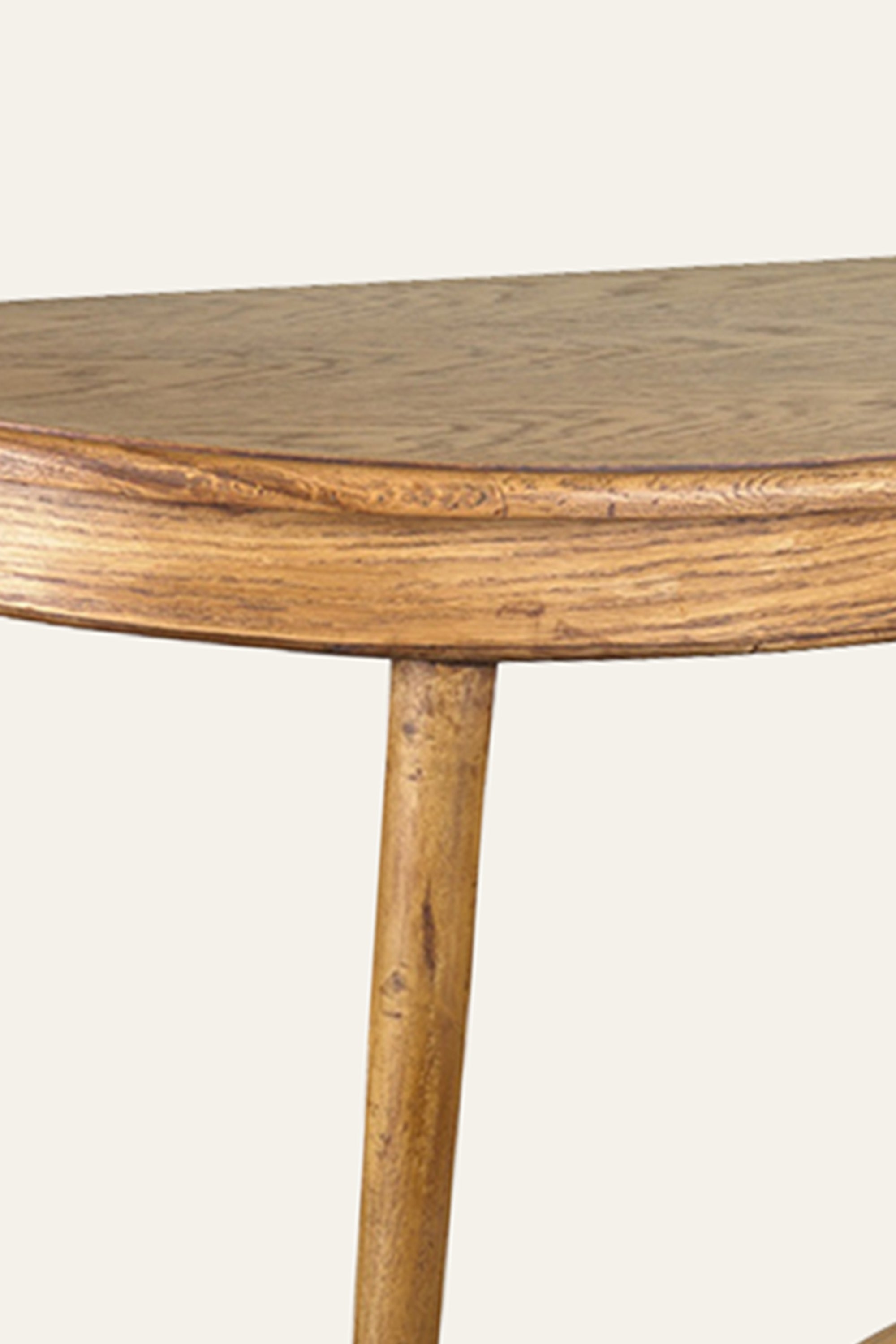 Brown Half-Round Wooden Console Table with X-cross Stretcher Base