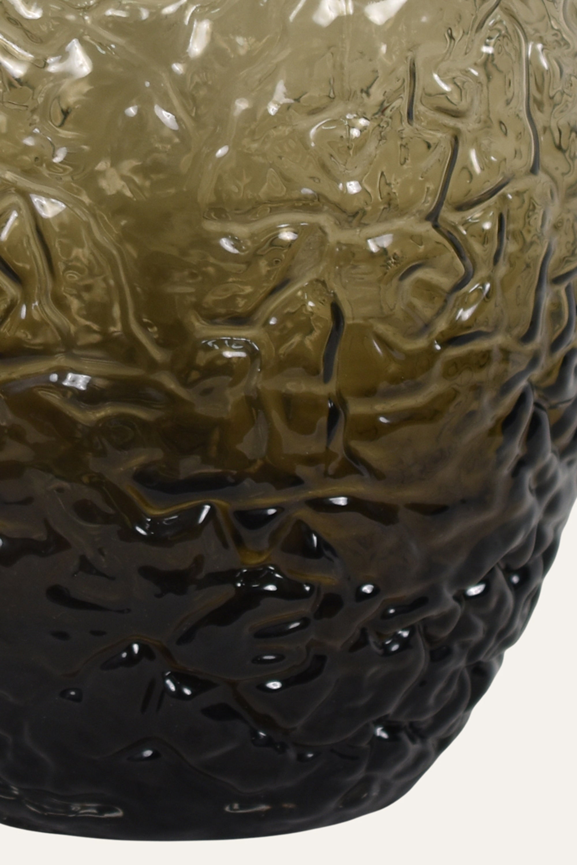 Hand Blown Colored Smoky Olive Textured Glass Vase Modern Centerpiece