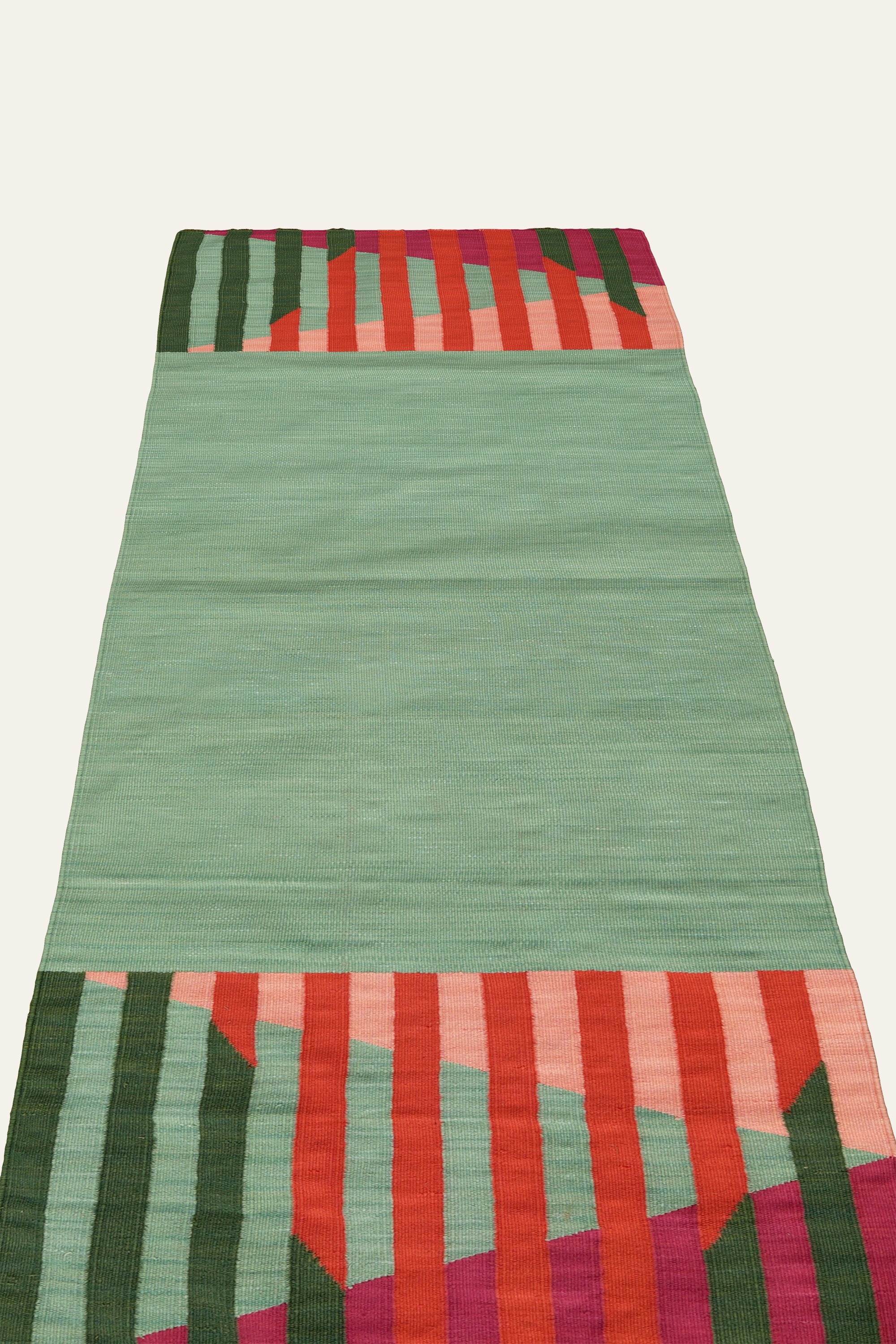 Green & Pink Striped Premium Cotton Yoga Mat