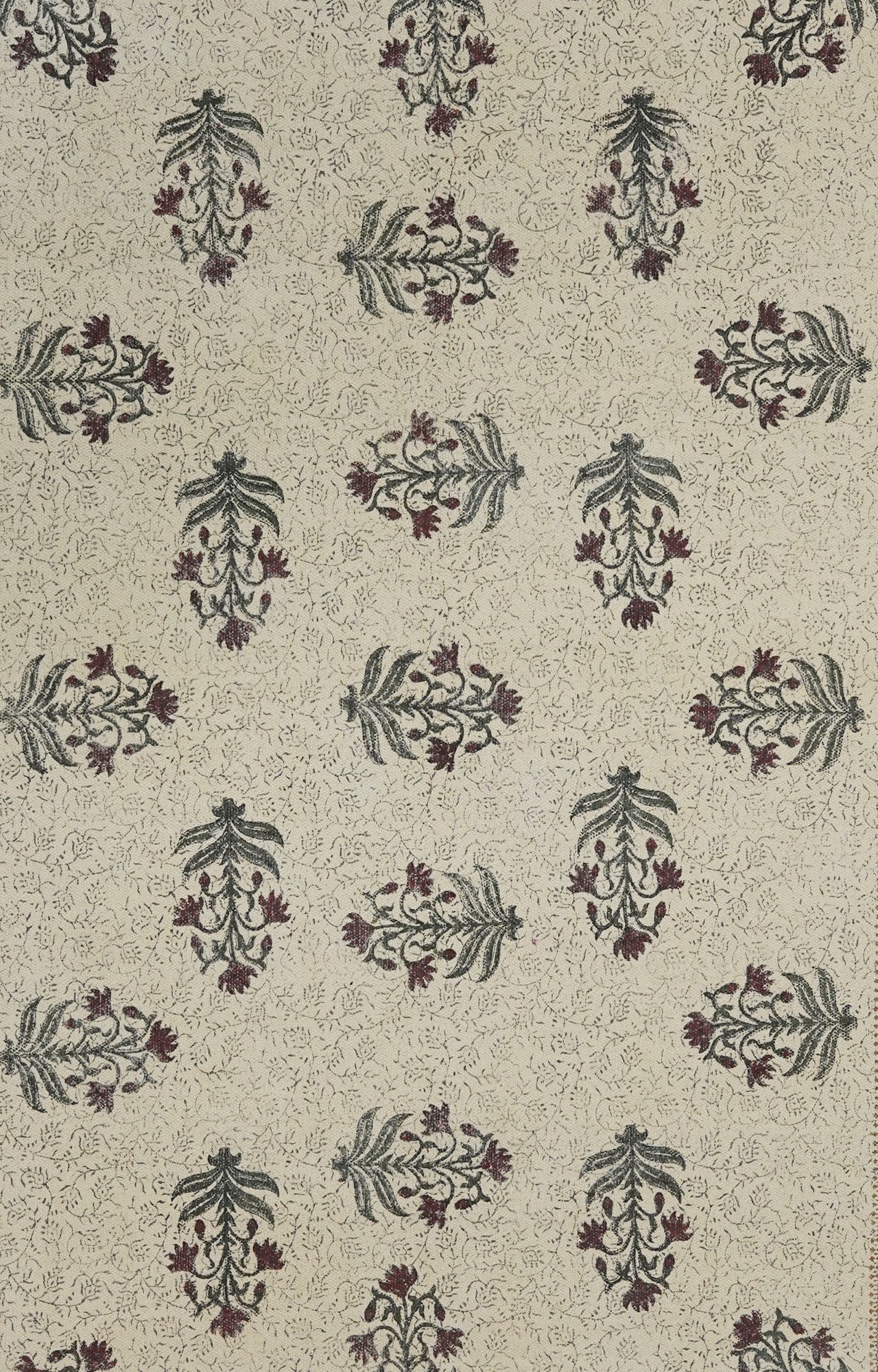 Crimson Bloom Hand Block Printed Dhurrie Rug