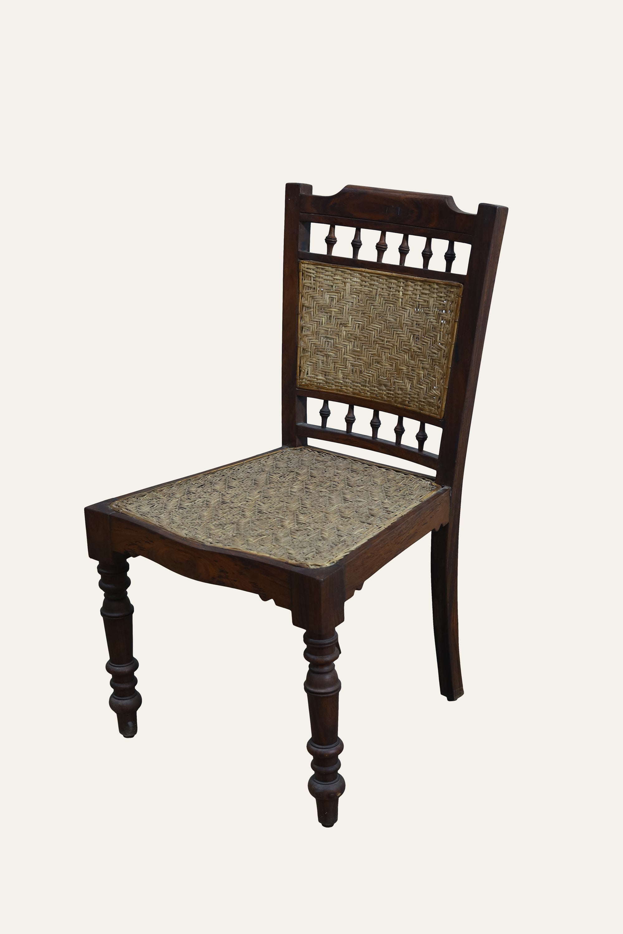 Natural Cane Back Accent Chair with Turned Wooden Legs