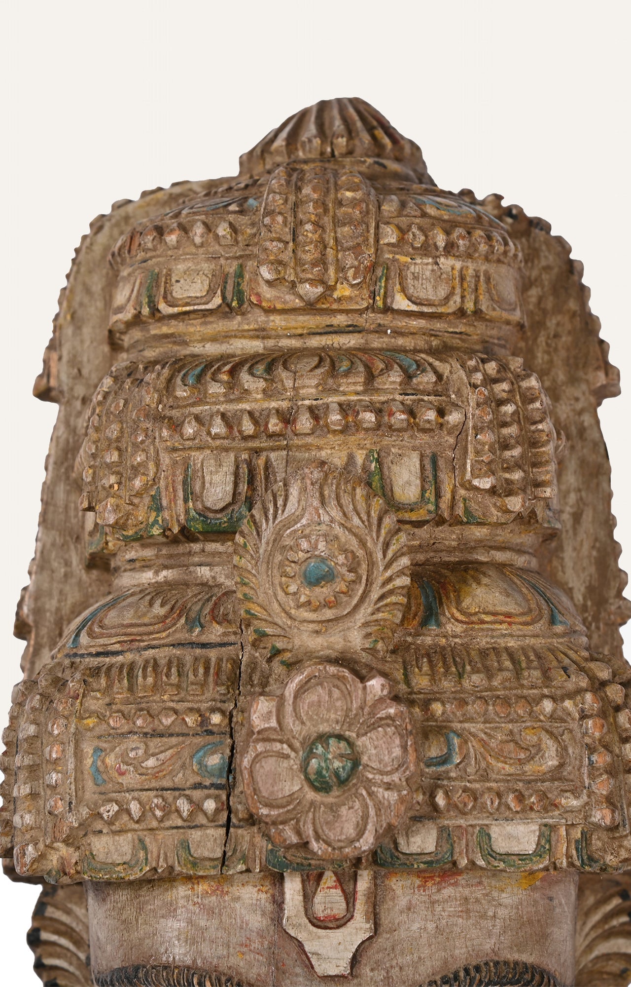 Warrior Head Hand-Carved Wooden Sculpture