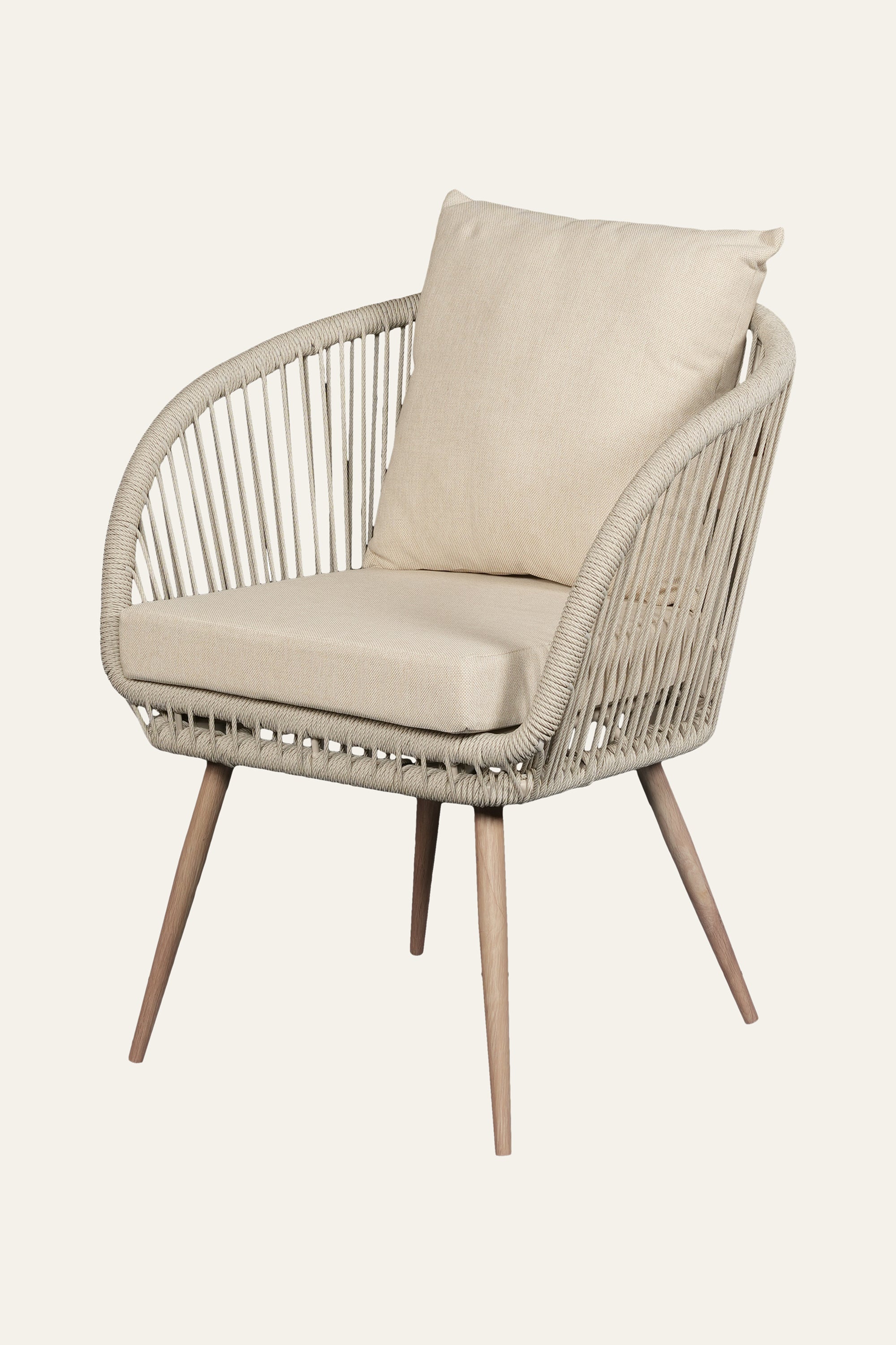 Nylon Ropes Backrest Outdoor Metal ArmChair for Patio