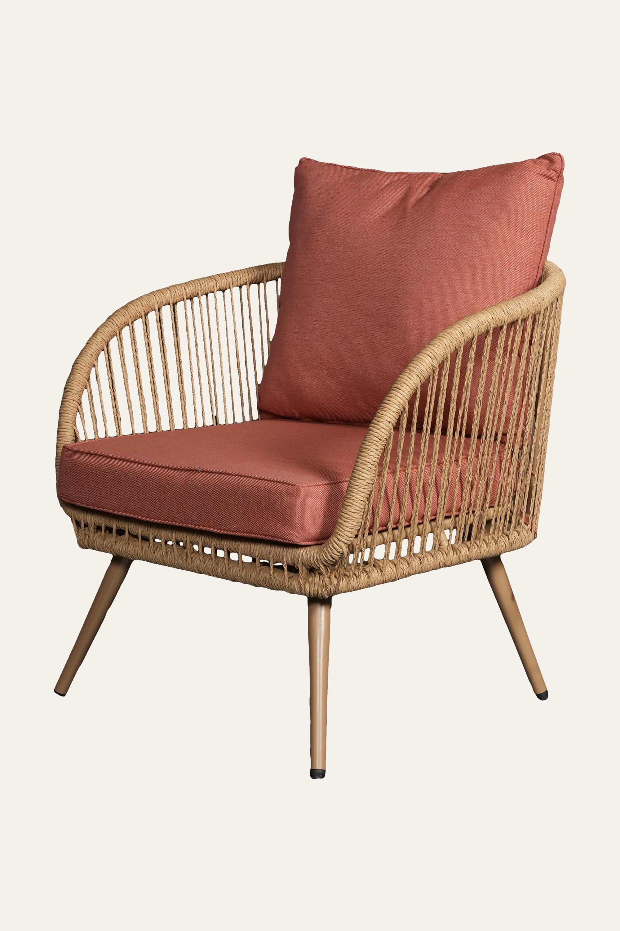 Terracotta Metal and Nylon Ropes Outdoor Armchair