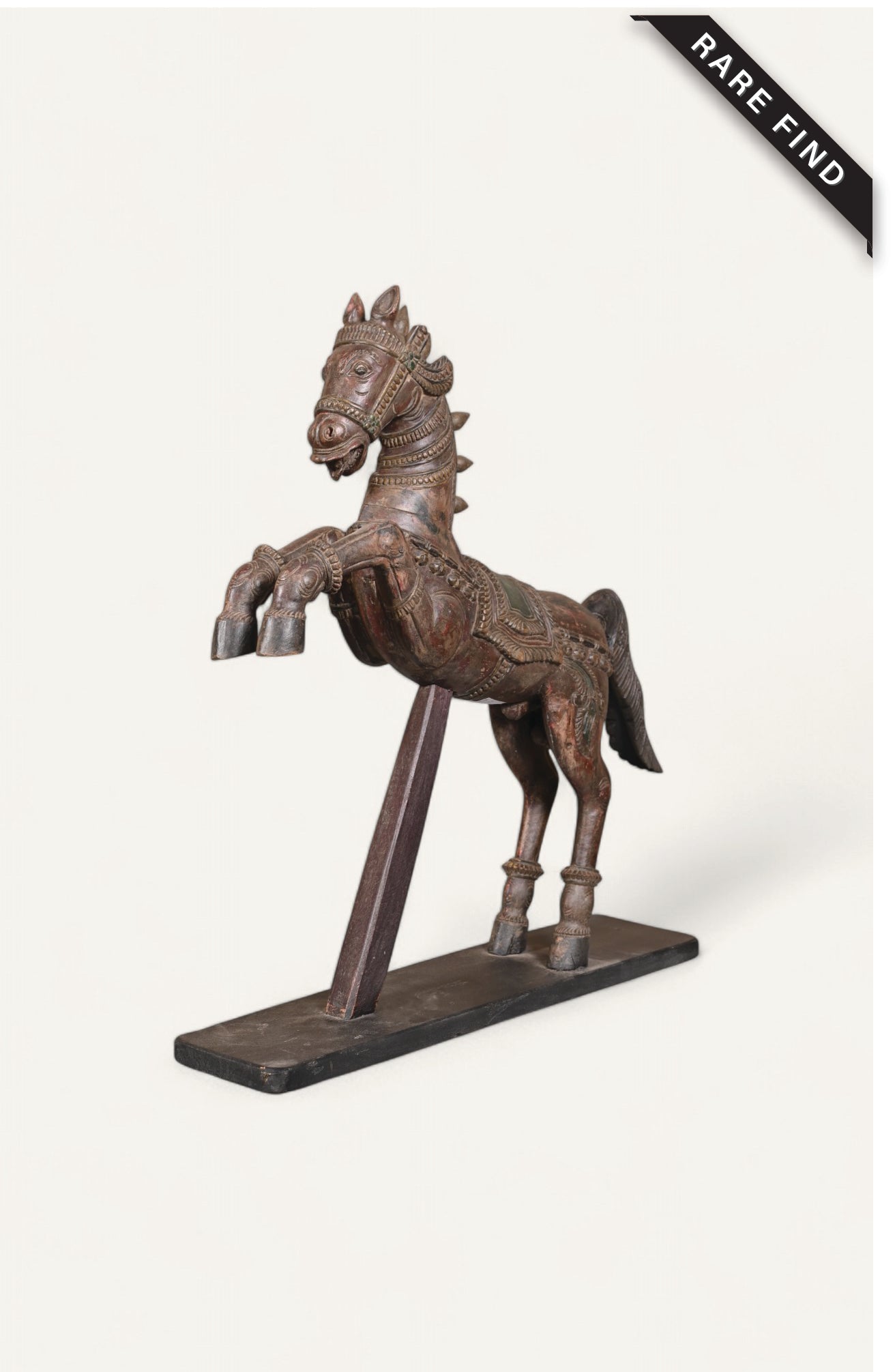 Galloping Grace: Hand-Carved Polychrome Teak Wood Horse Statue