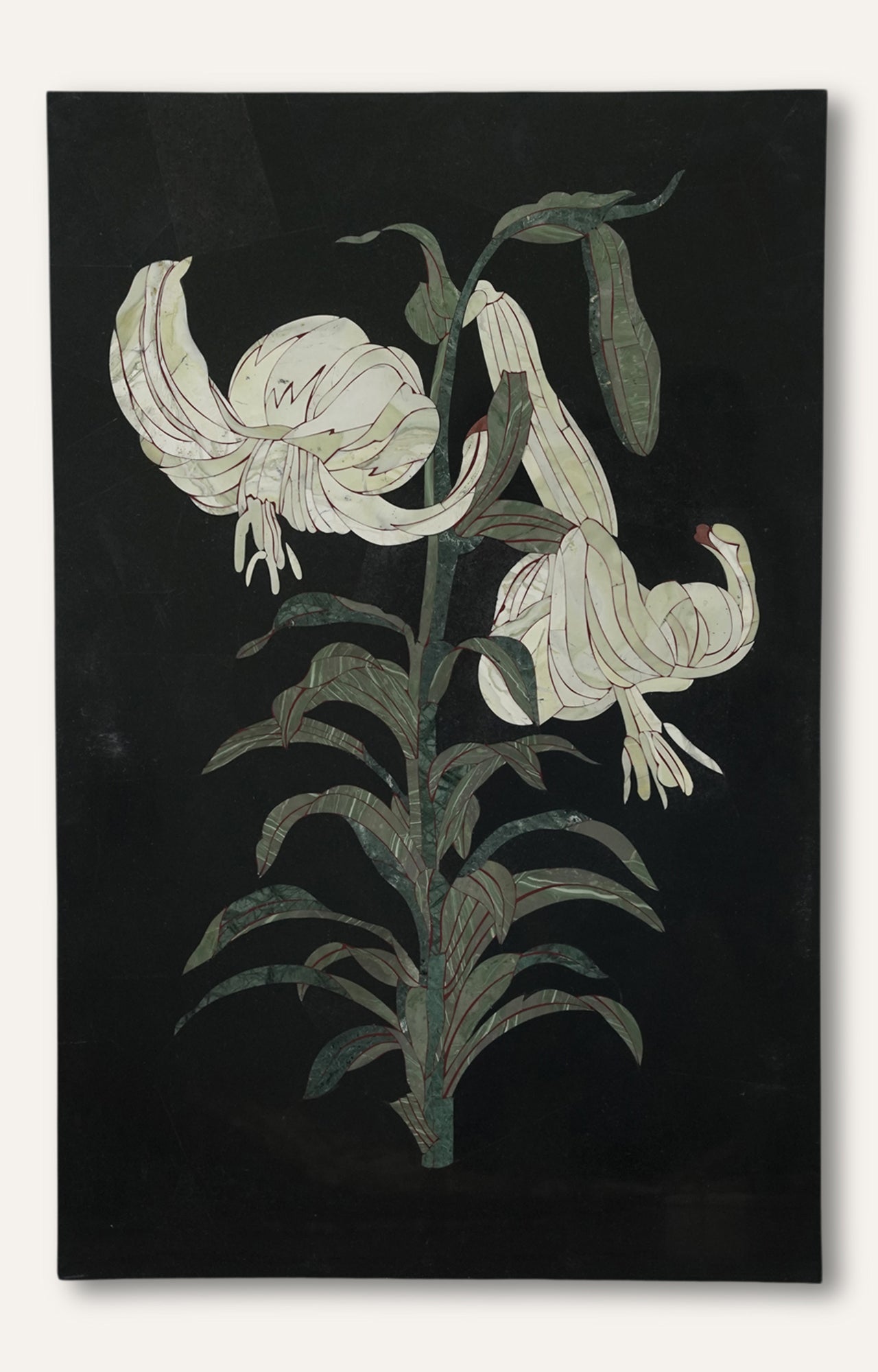 Lily Inlay Wall Panel in Black Limestone