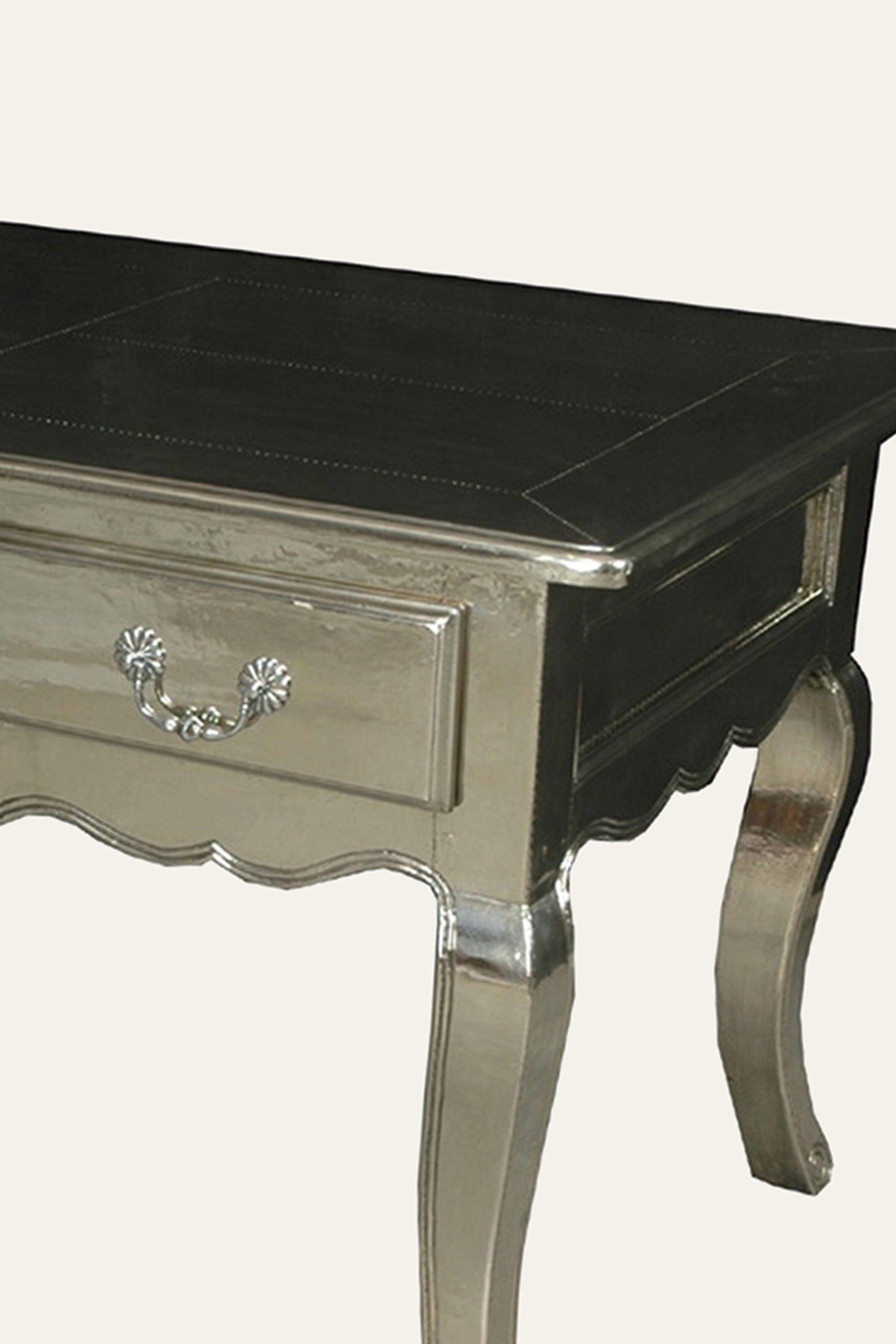 Two-Tone Wood Study Table with White Metal Legs and Drawers