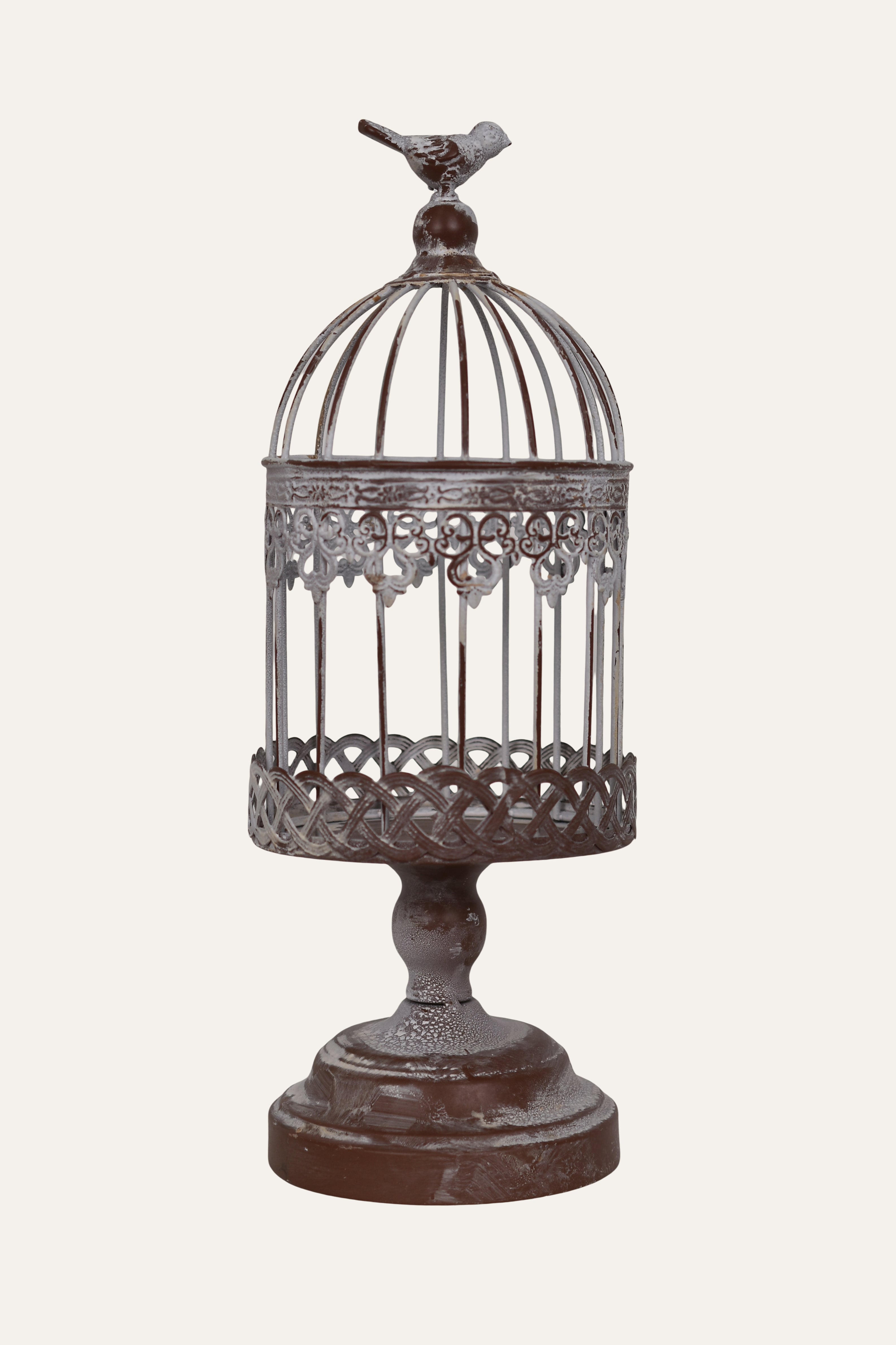 Vintage Iron Cage Bird Finial