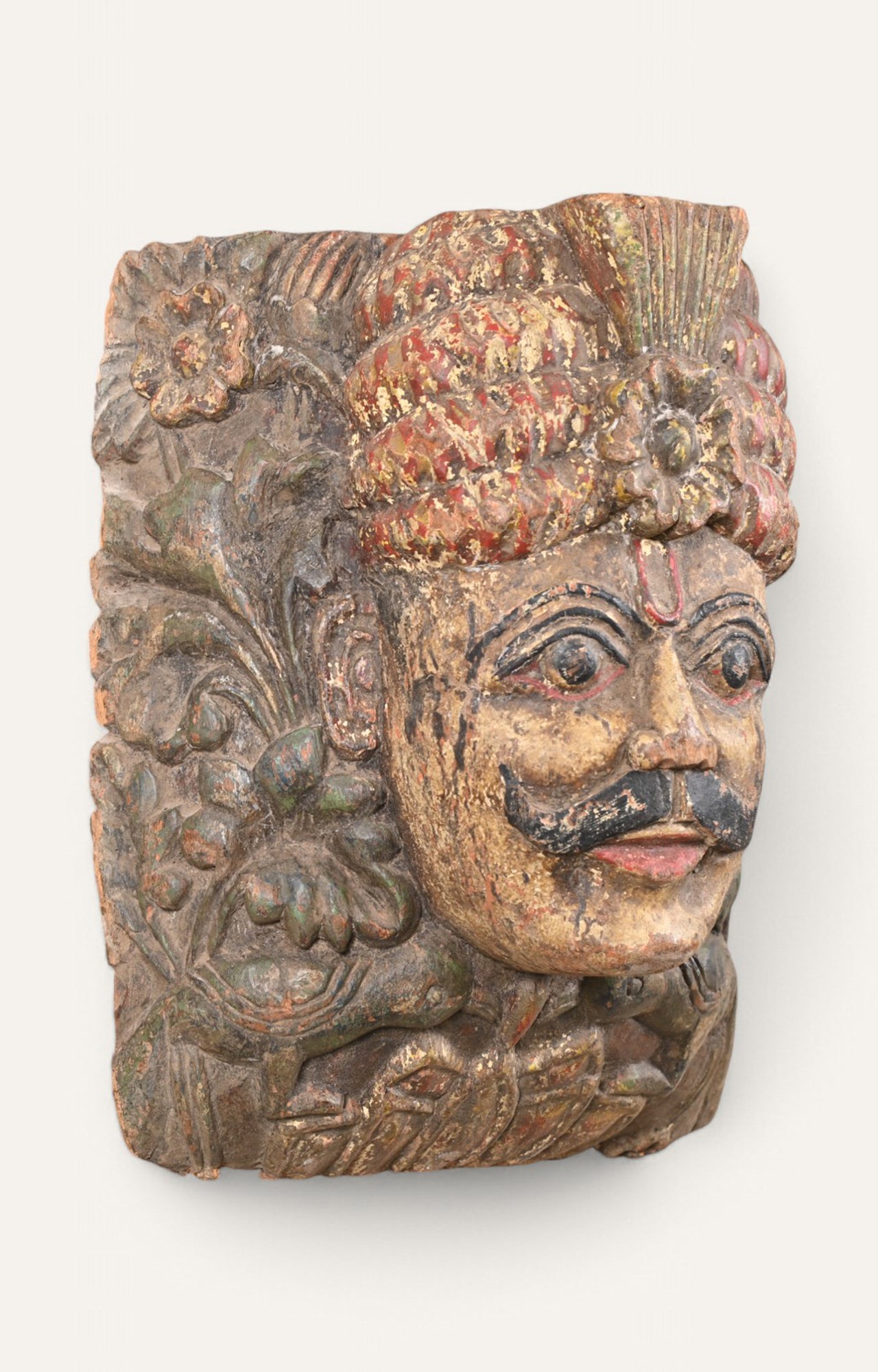 Regal Hand-Carved Wooden Mask