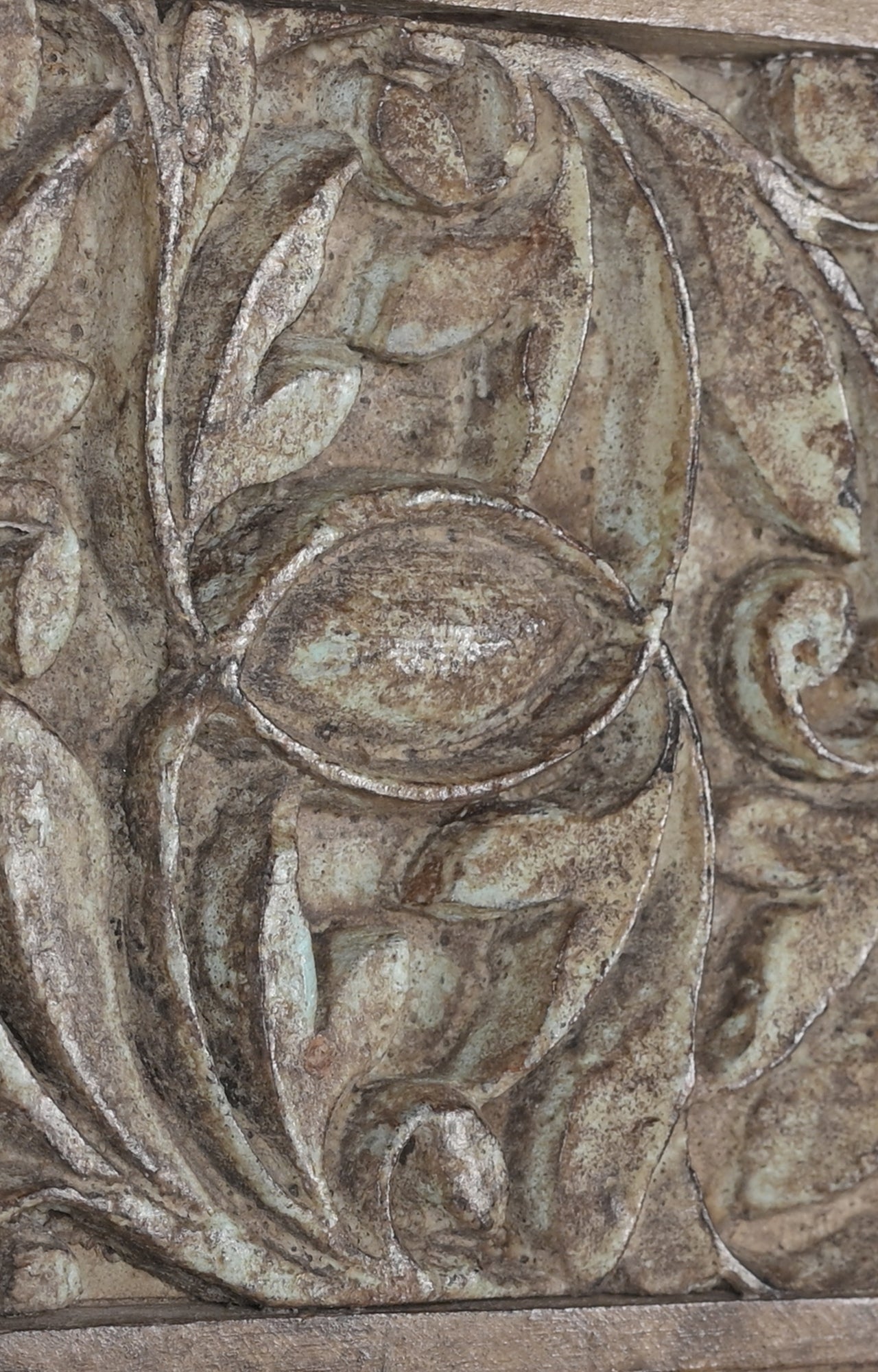 Peacock Motif Carved Panel in Soft Green