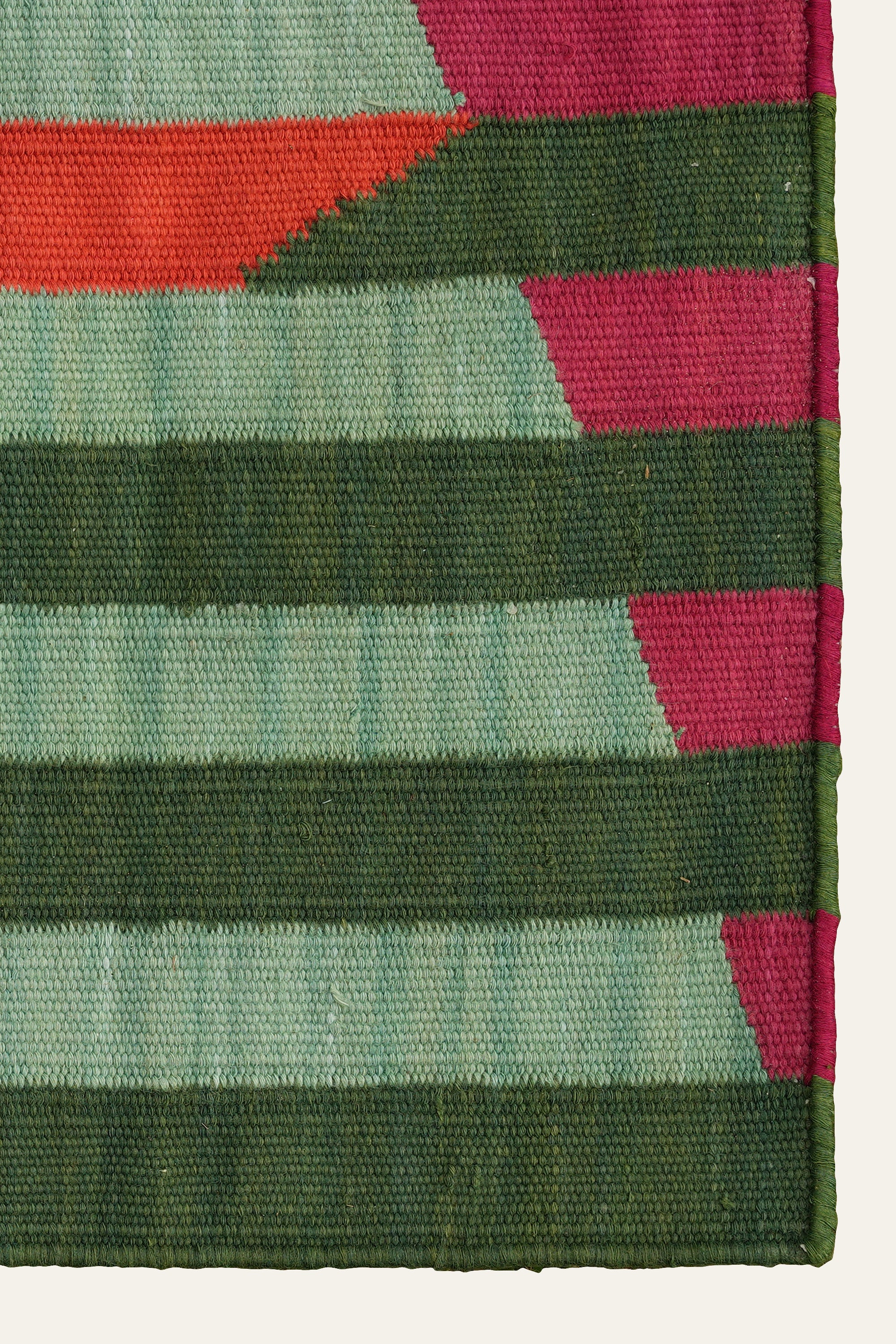 Green & Pink Striped Premium Cotton Yoga Mat