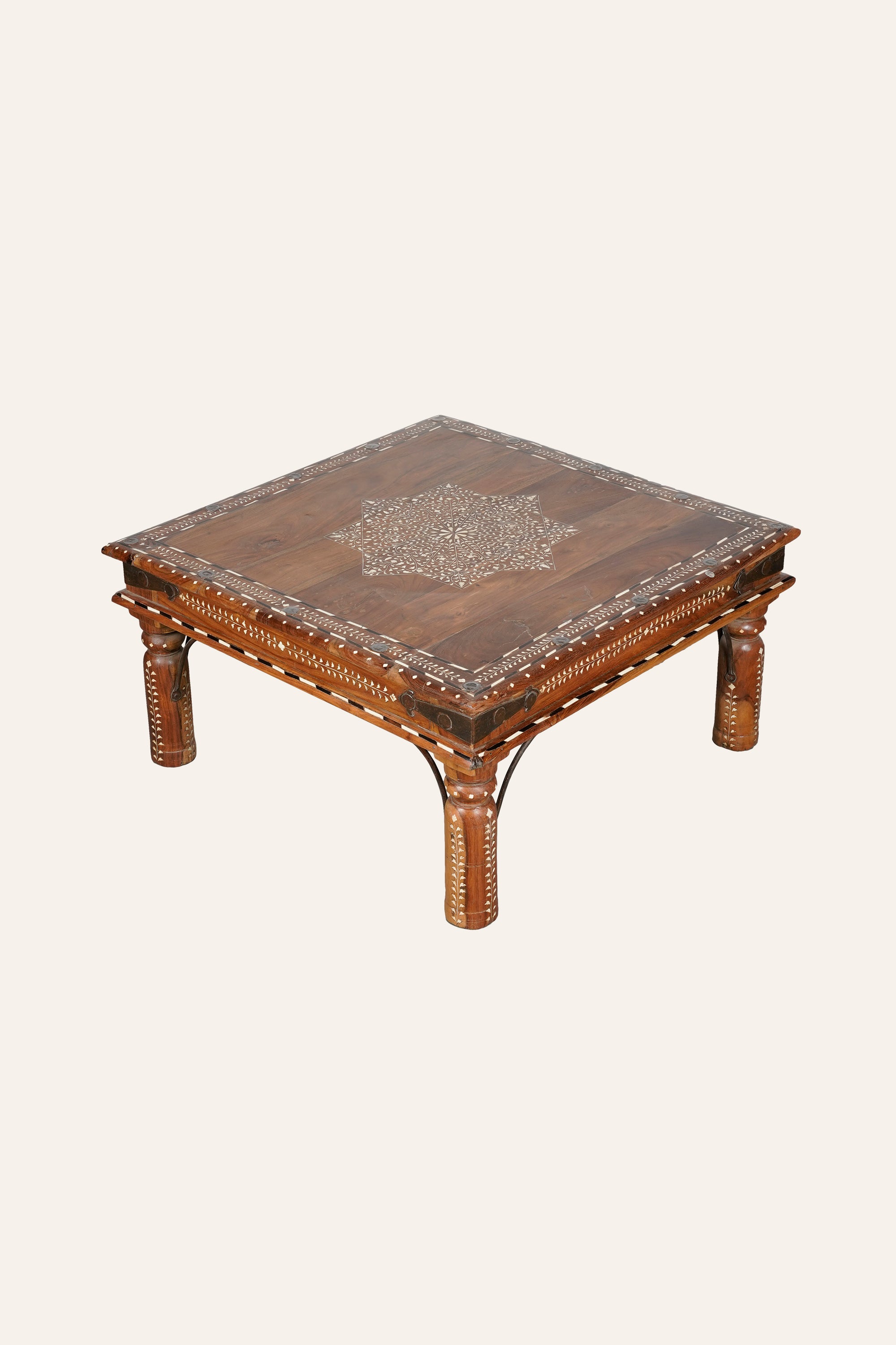 Rajasthani Style Bone Inlay Star Coffee Table