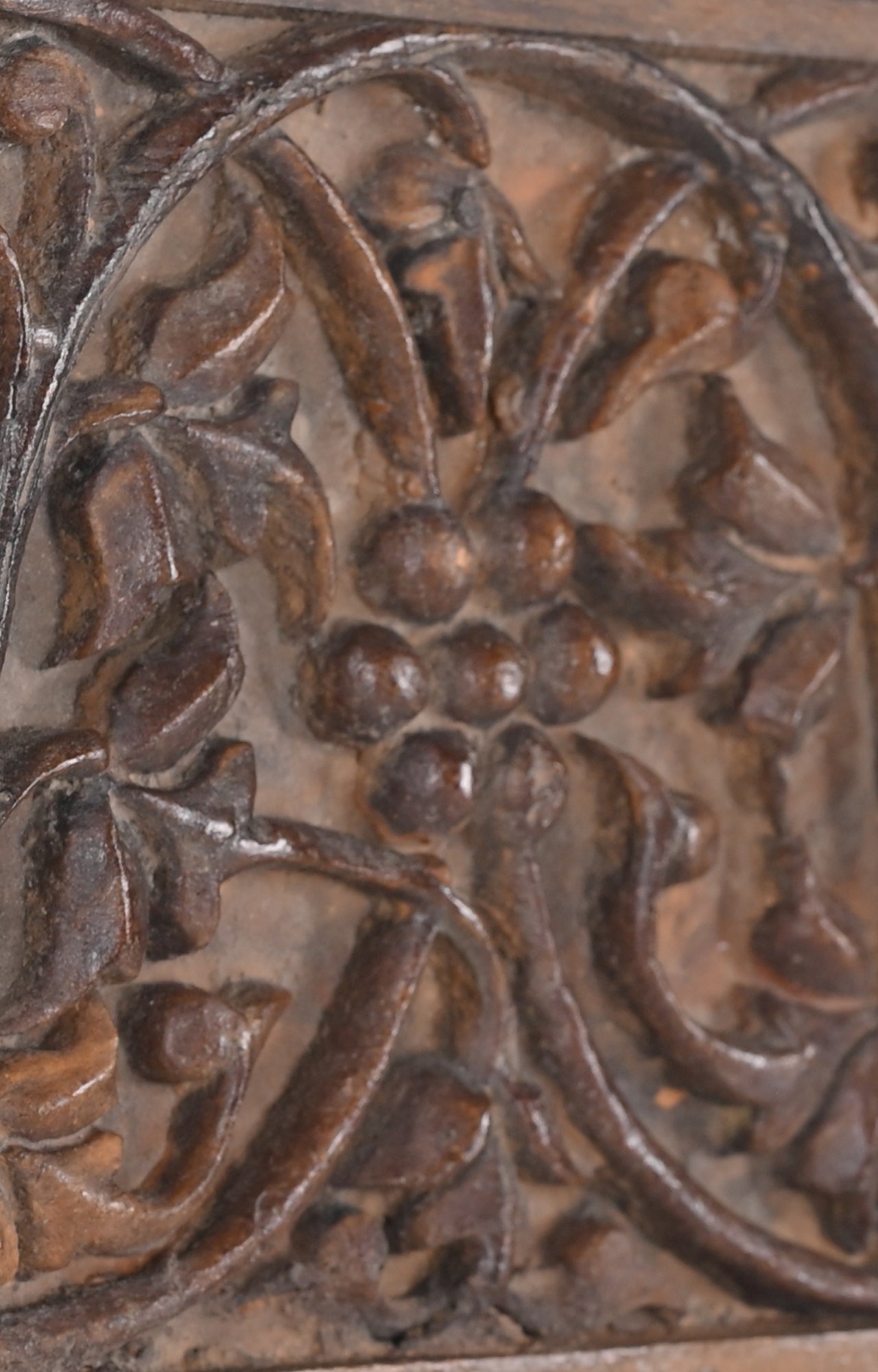 Vintage Walnut Panel with Folk Floral Work