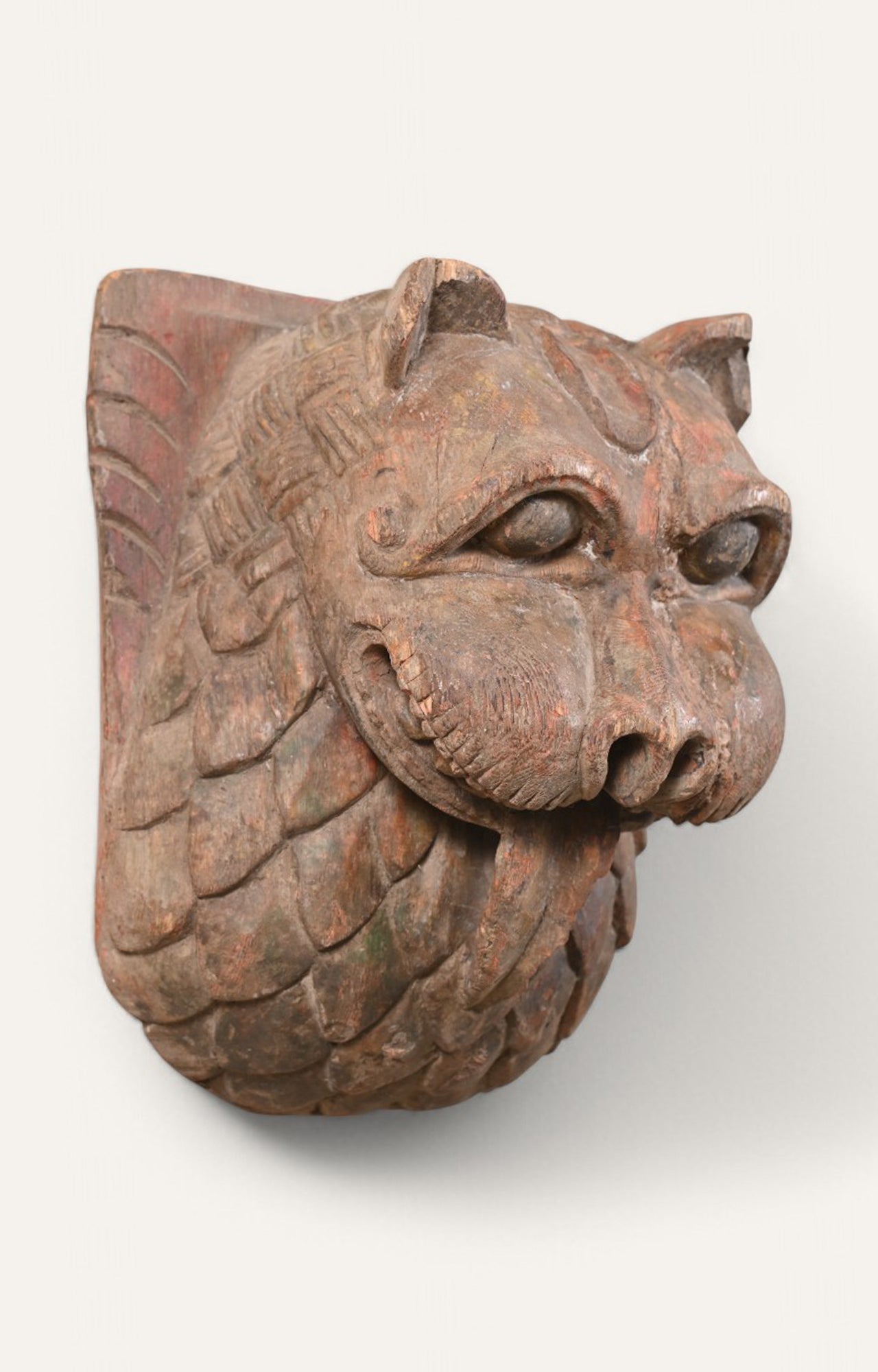 Hand-Carved Wooden Lion Mask