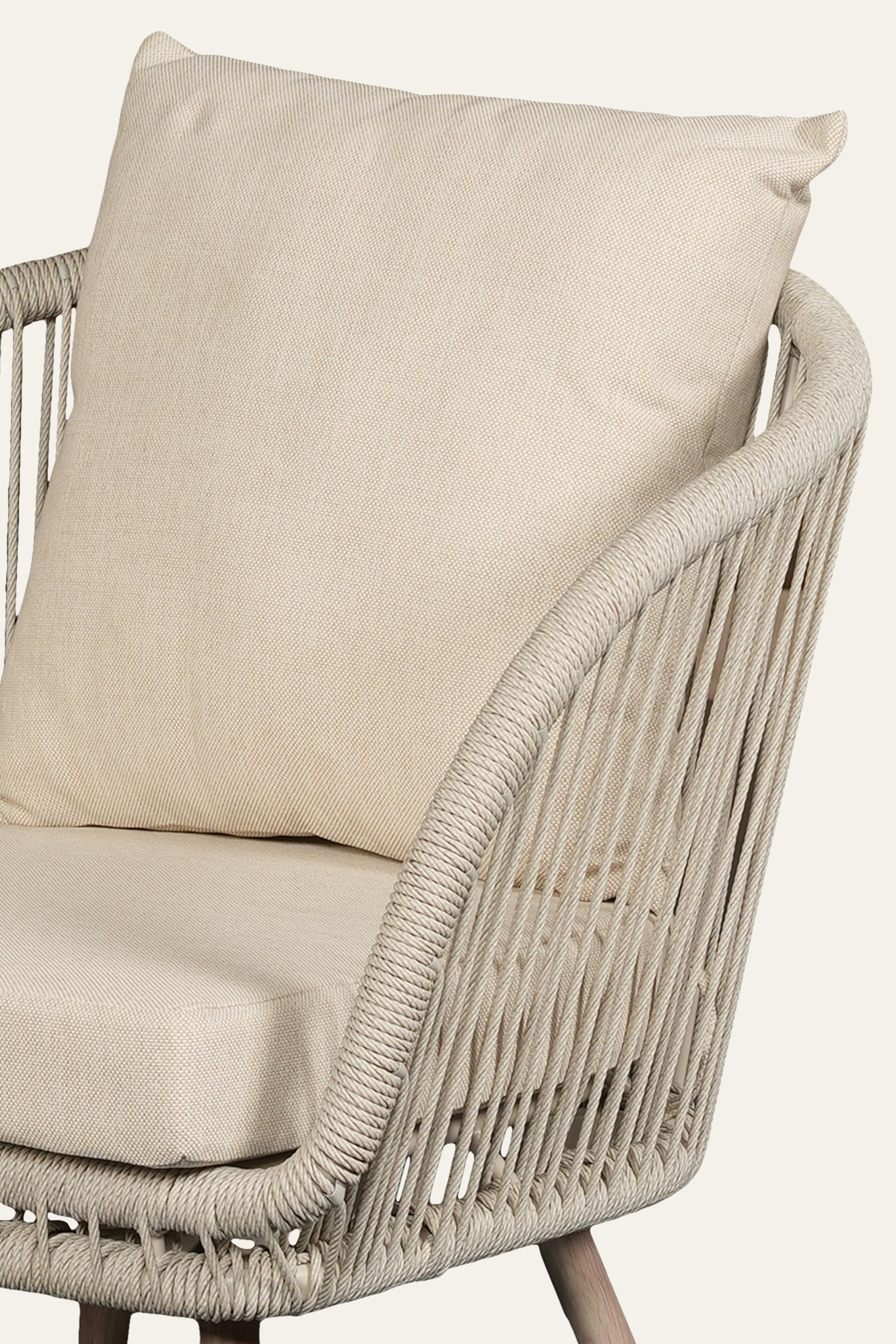 Nylon Ropes Backrest Outdoor Metal ArmChair for Patio