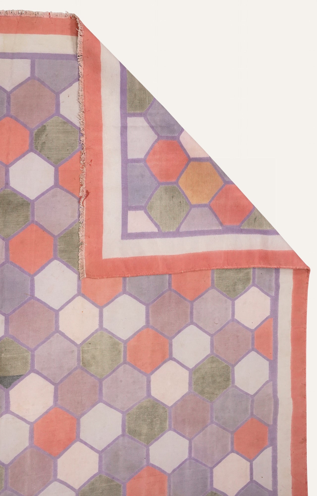 Hexagon Multicolor Handwoven Cotton Rug