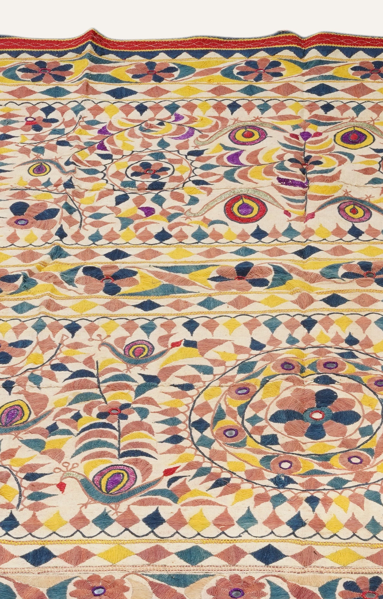 Vintage Saurashtra Appliqué Embroidered Textile Wall Hanging