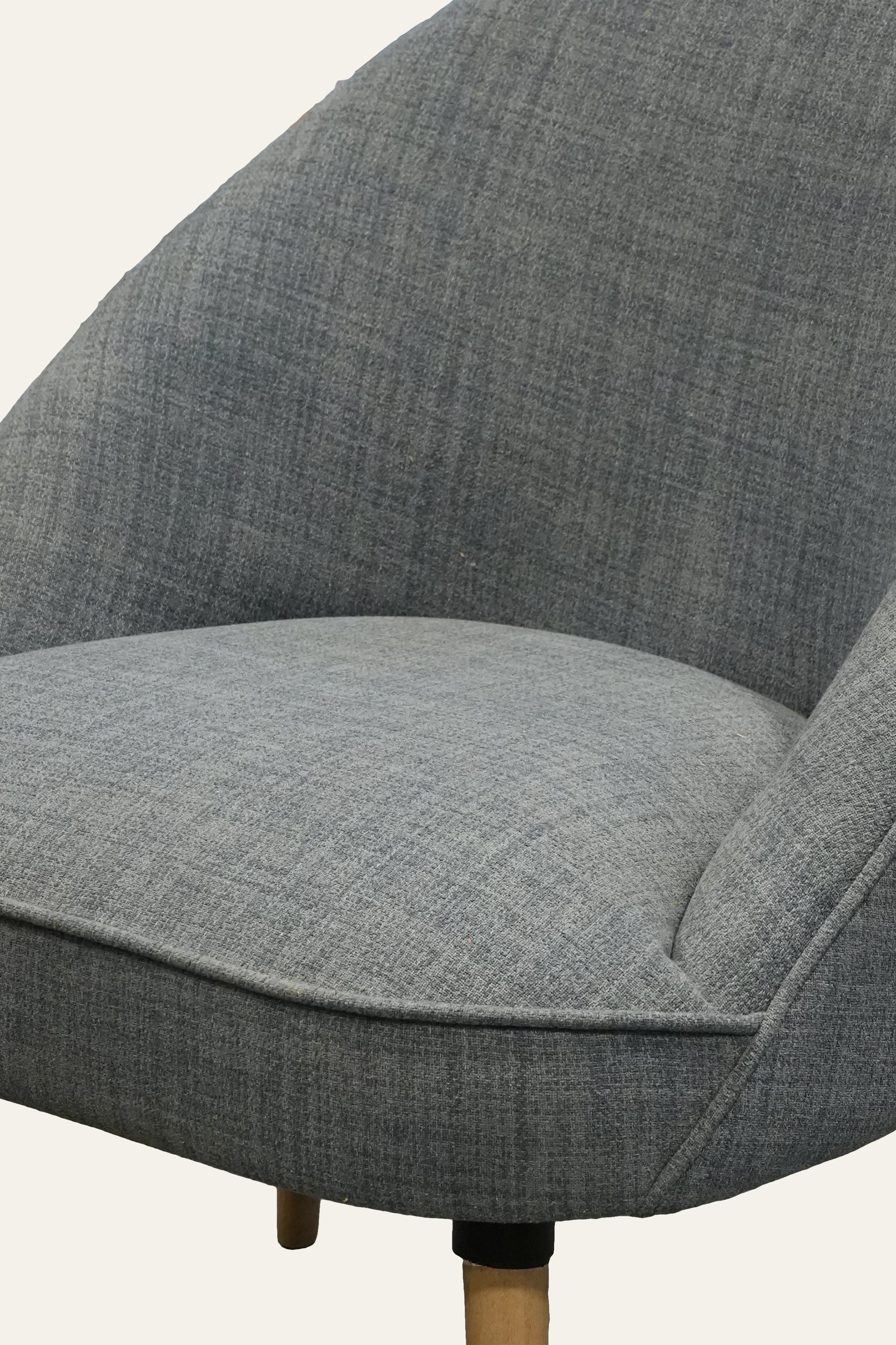 Textured Grey Modern Curved Accent Chair
