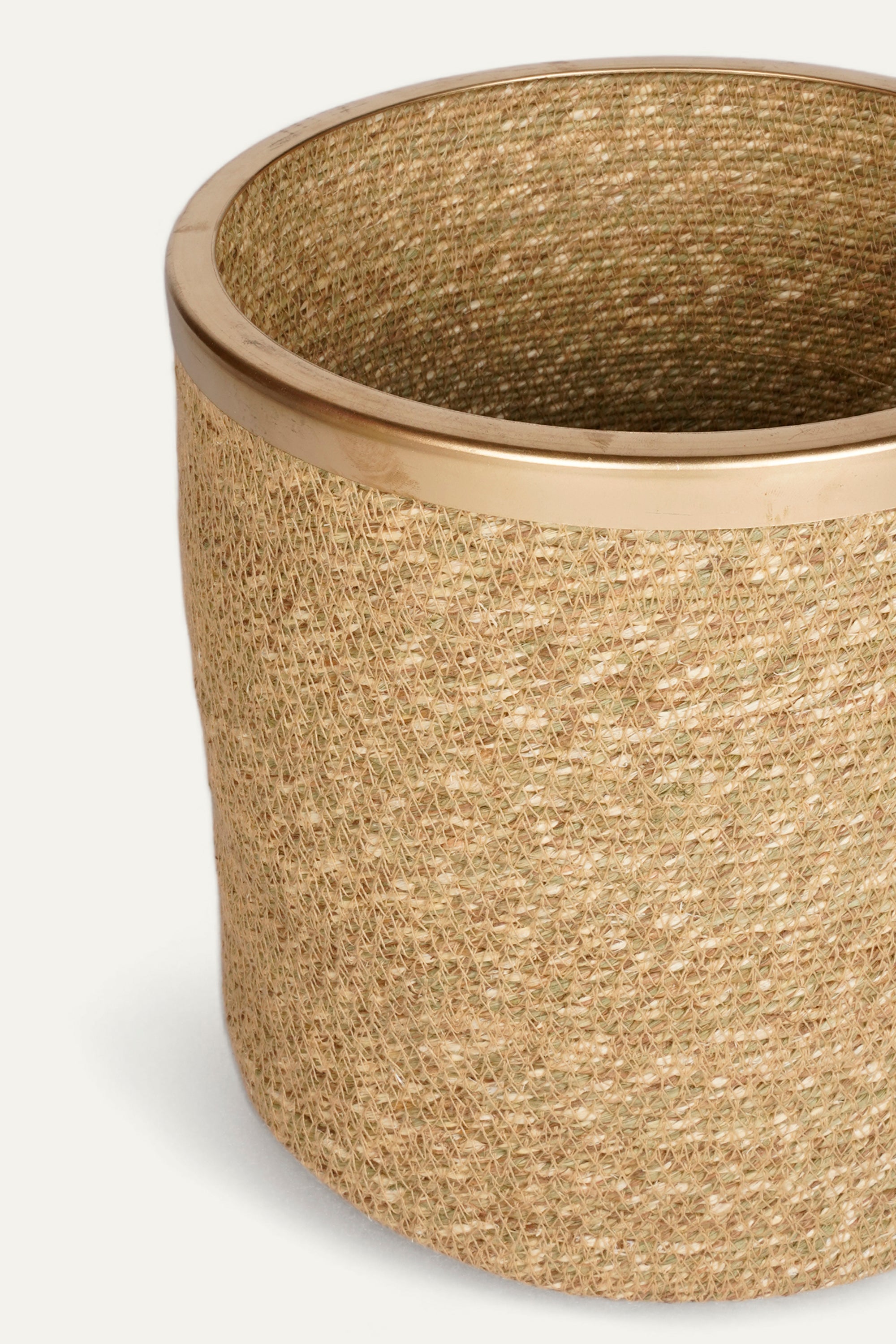 Large Seagrass Basket with Metal Rim