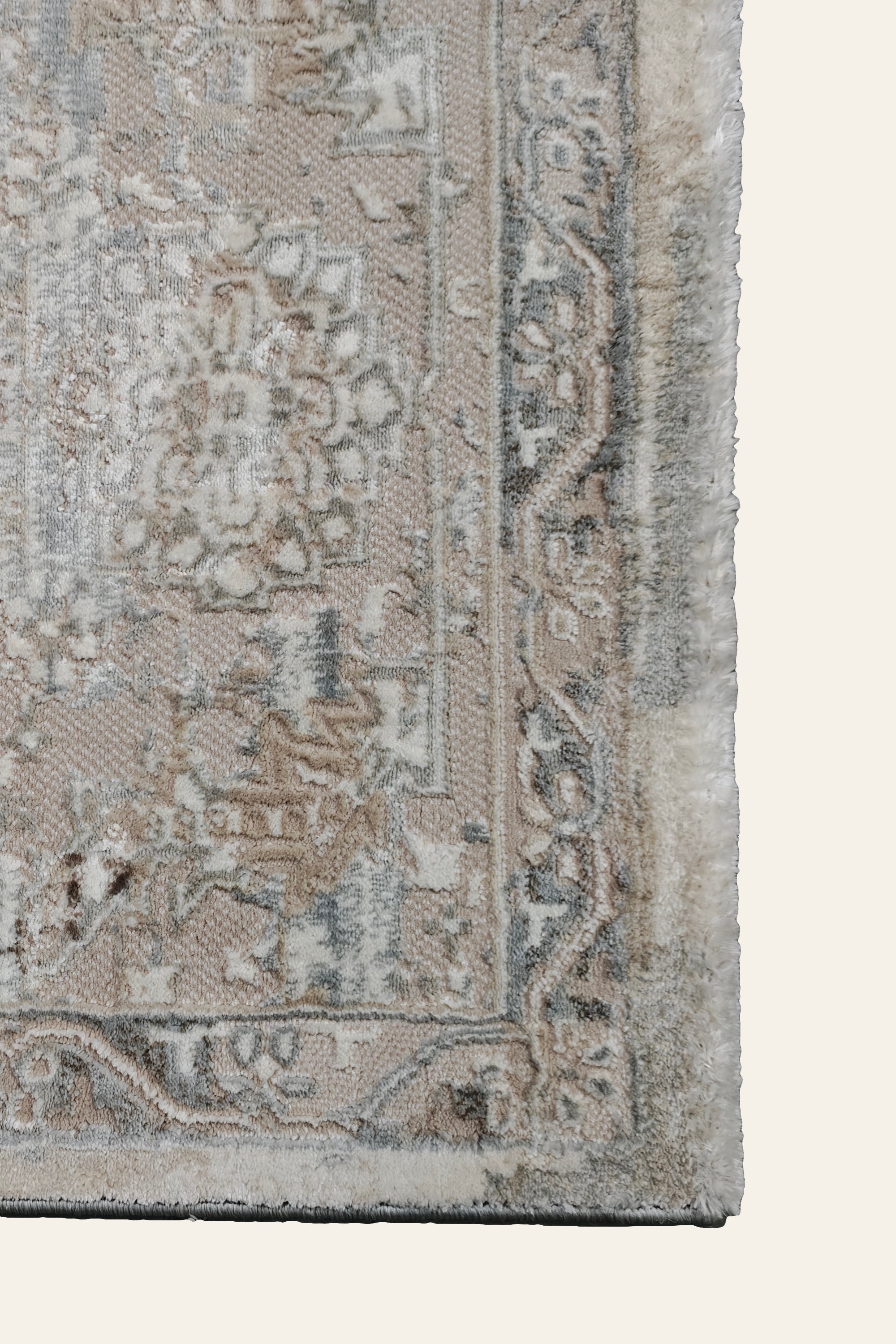 8 x 12 ft Medallion Oriental Carpet with Modern Distressed Overlay